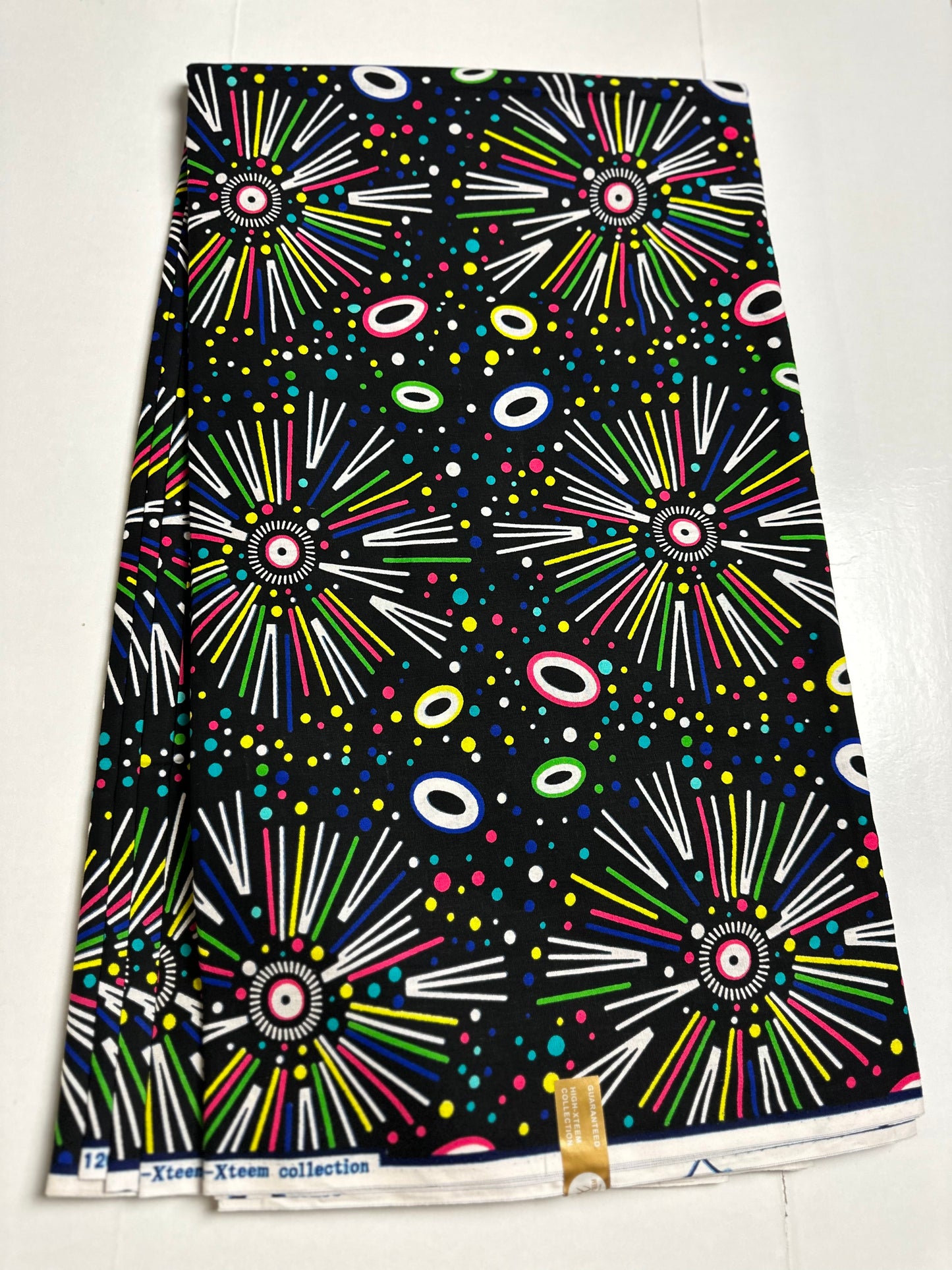 African Print Fabric, Ankara - Blue, Yellow, Pink Fabric
