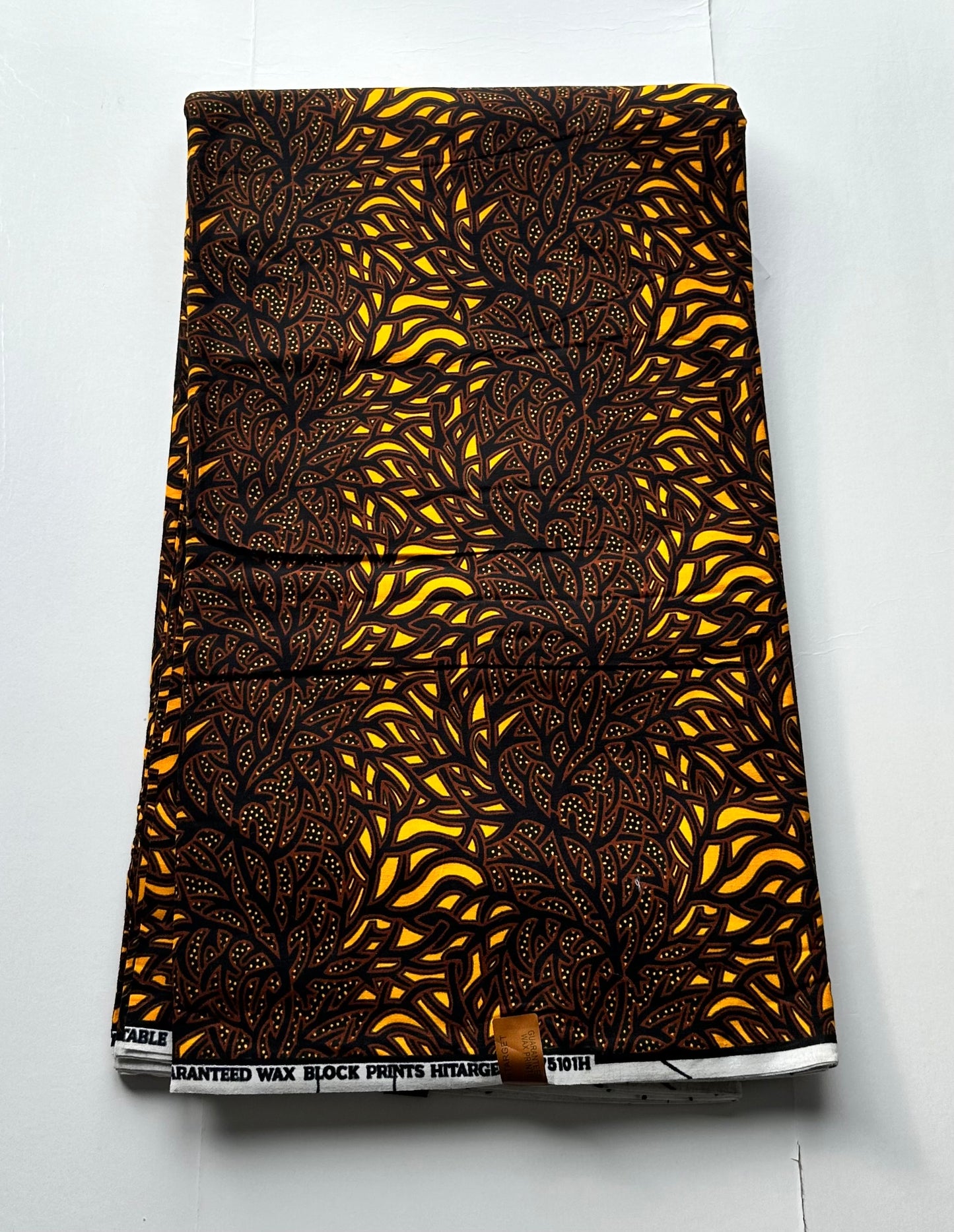 African Print Fabric, Ankara - Brown, Yellow Fabric