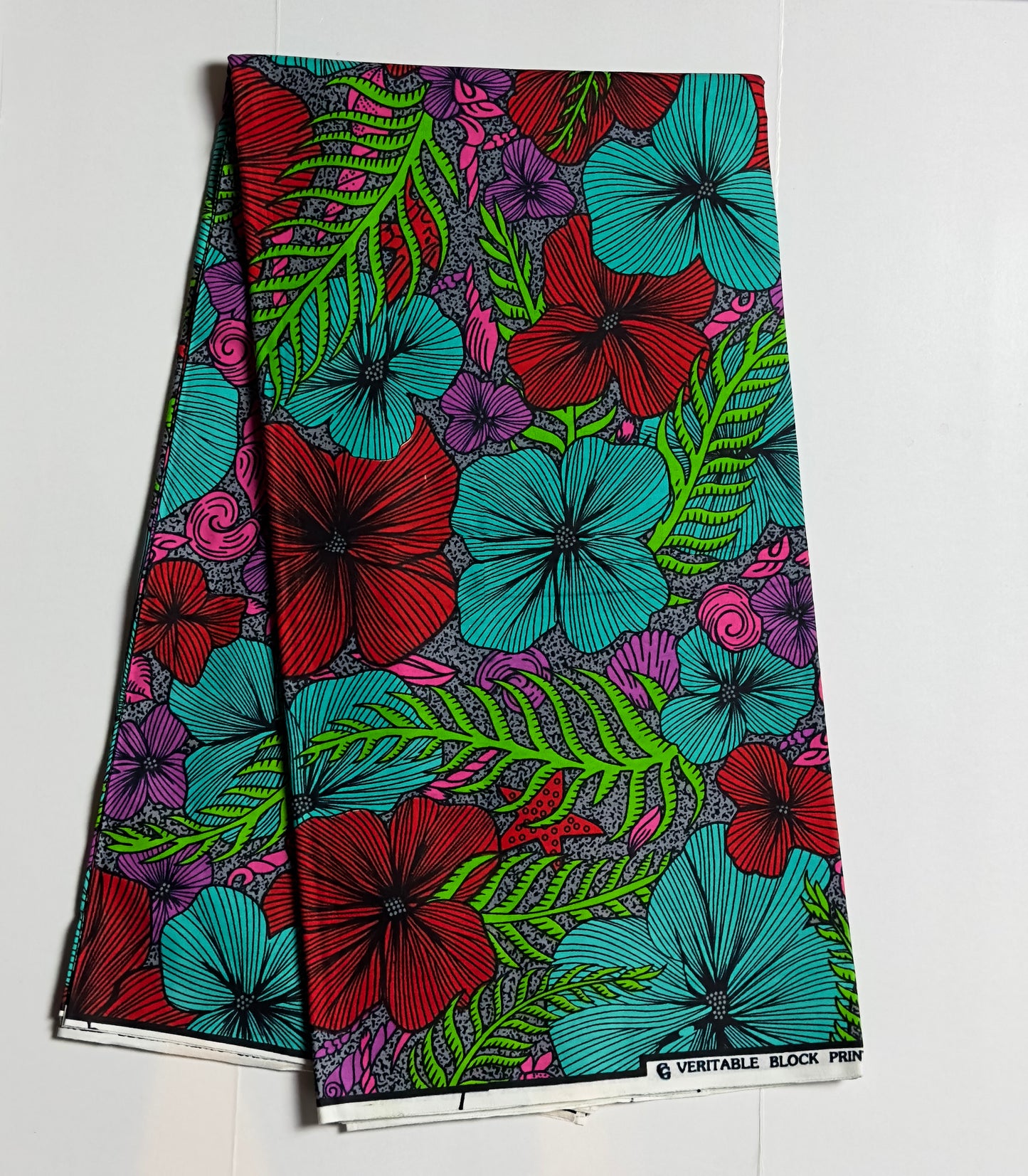 African Print Fabric, Ankara - Red, Green, Pink Fabric