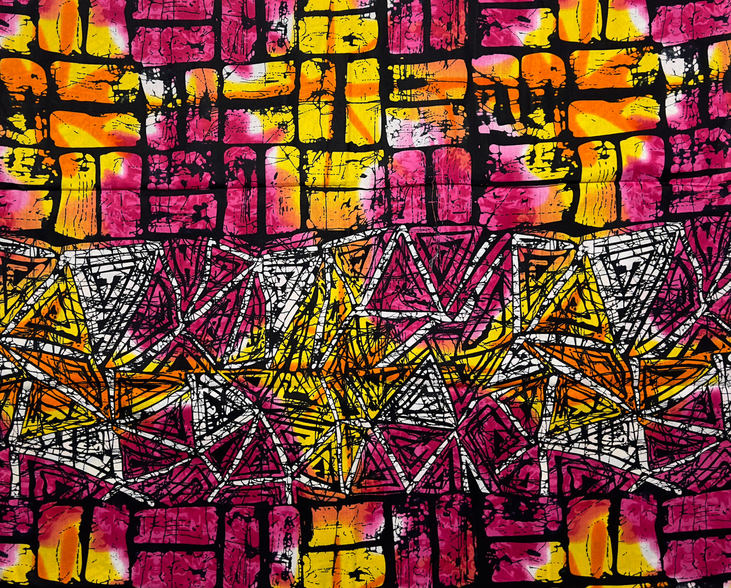 African Print Fabric, Ankara - Pink, Orange, Yellow Fabric