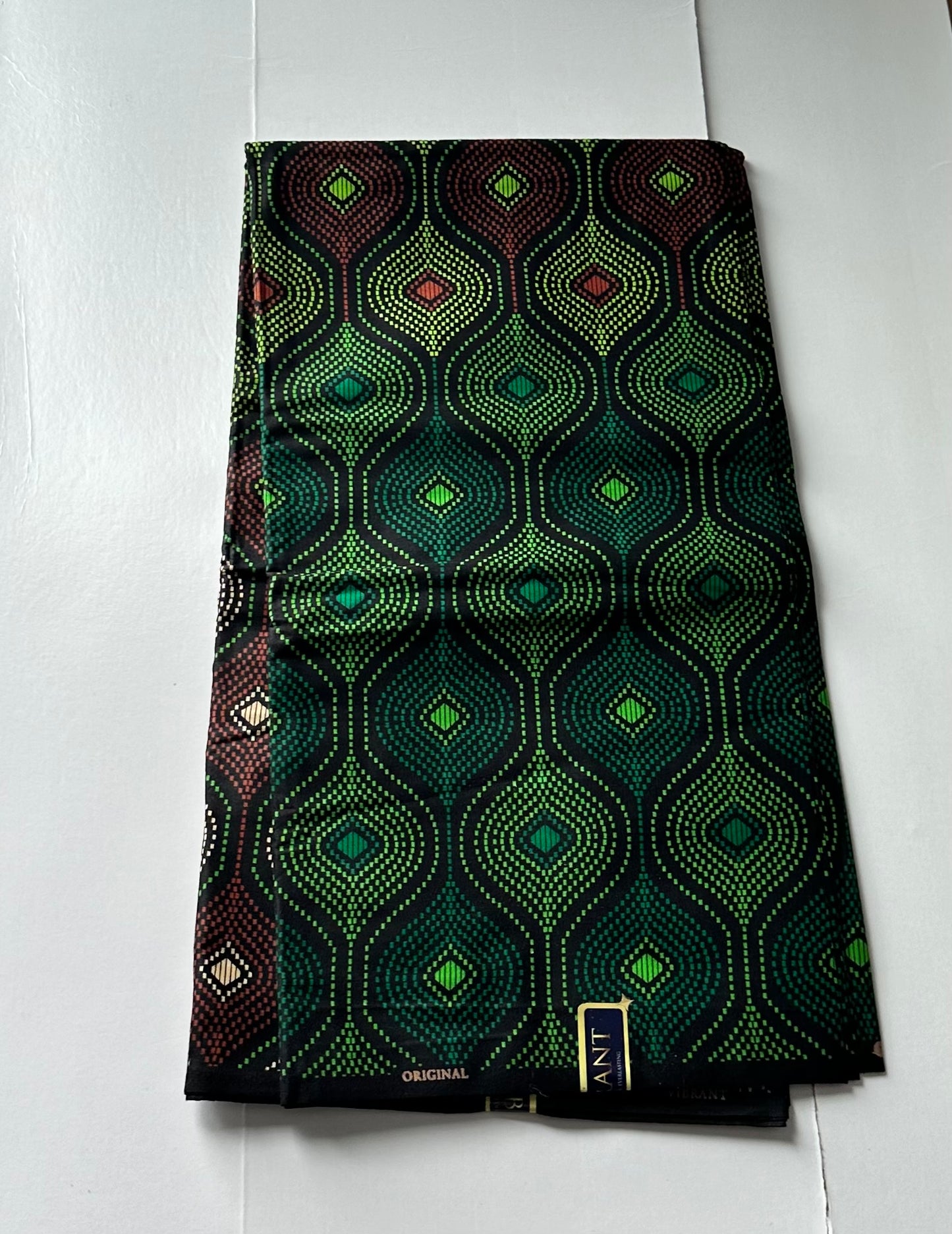African Print Fabric, Ankara - Green, Brown Fabric