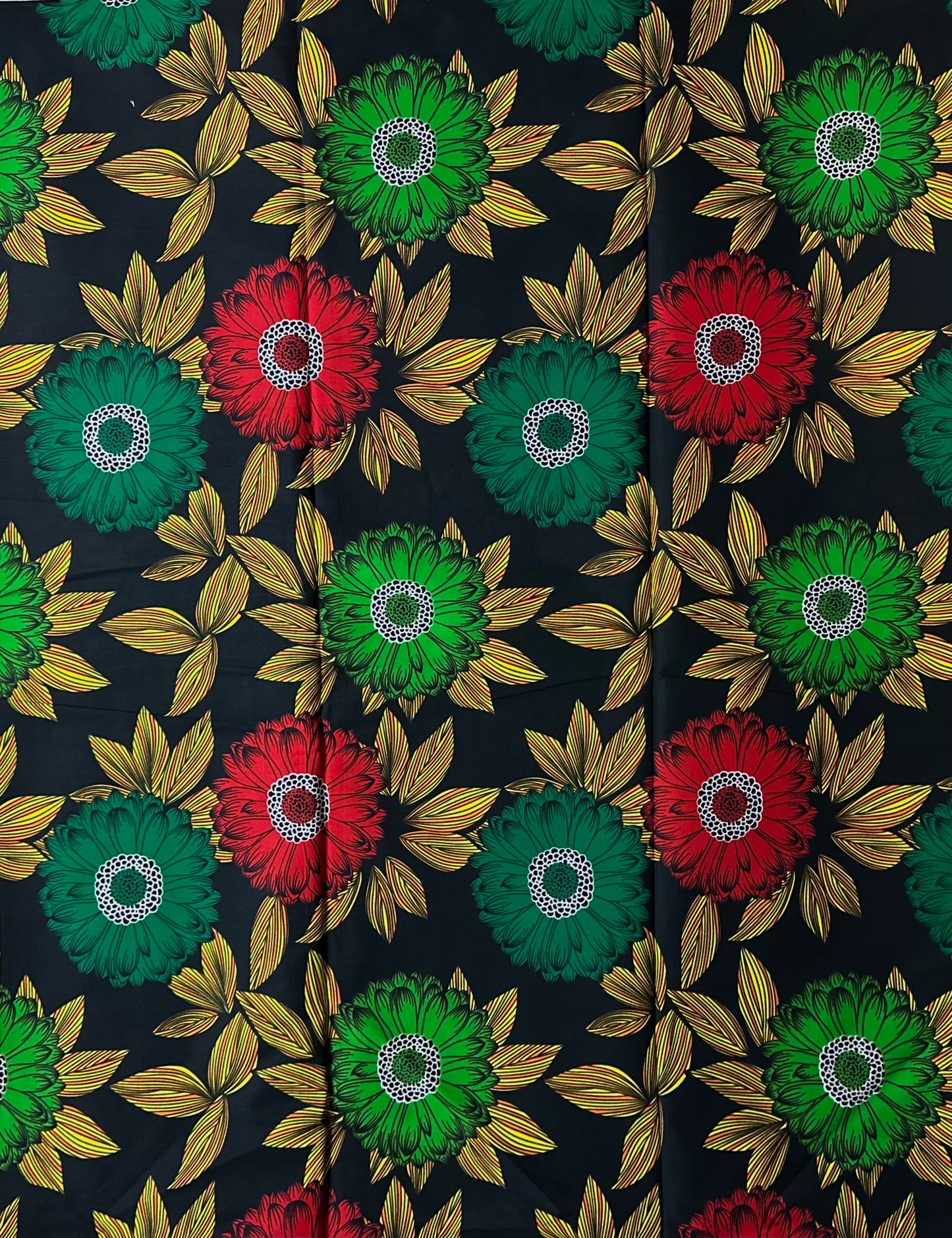 African Print Fabric, Ankara Fabric - Green, Red, Fabric