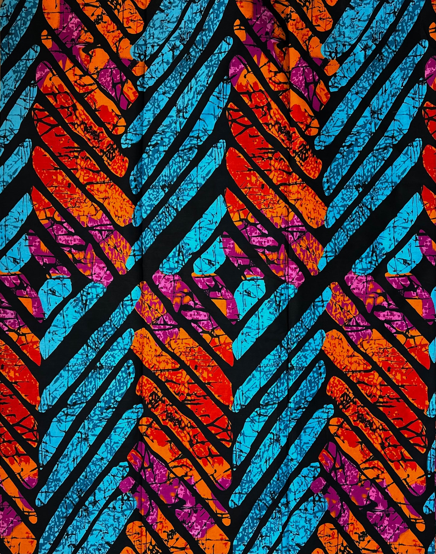 African Print Fabric, - Orange, Blue, Purple Ankara Fabric