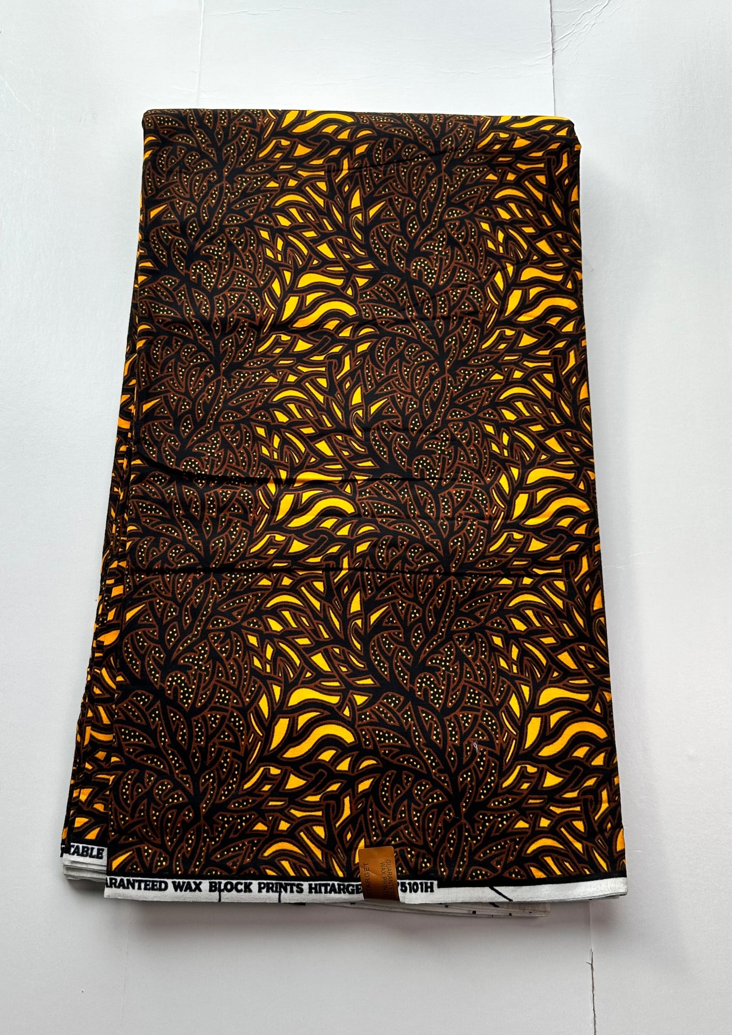 African Print Fabric, Ankara - Brown, Yellow Fabric