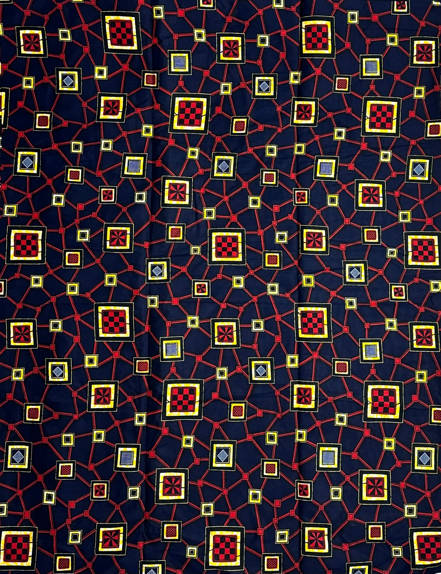 African Print Fabric, Ankara - Blue, Red, Yellow Fabric