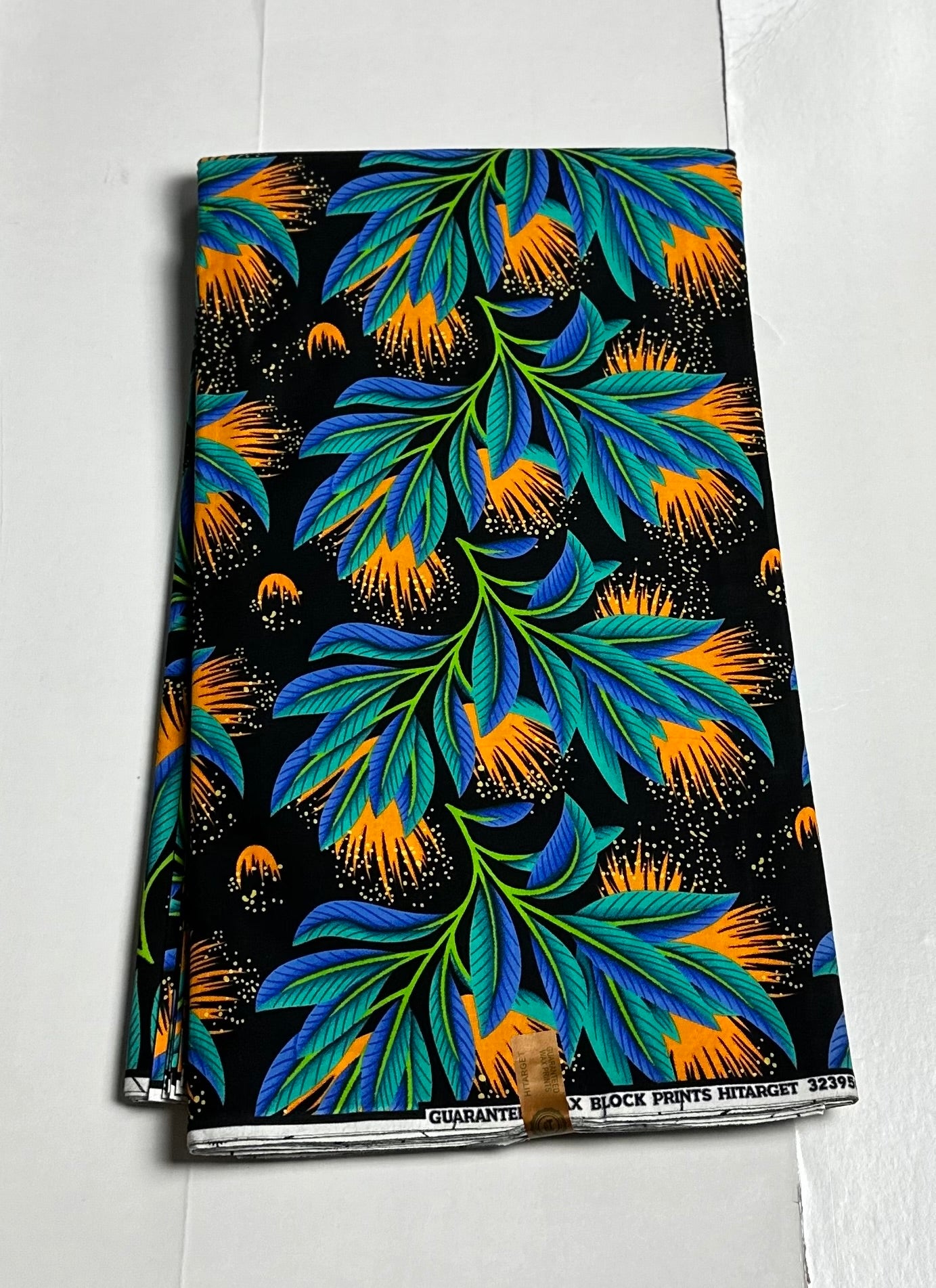 African Print Fabric, Ankara - Blue, Yellow Fabric
