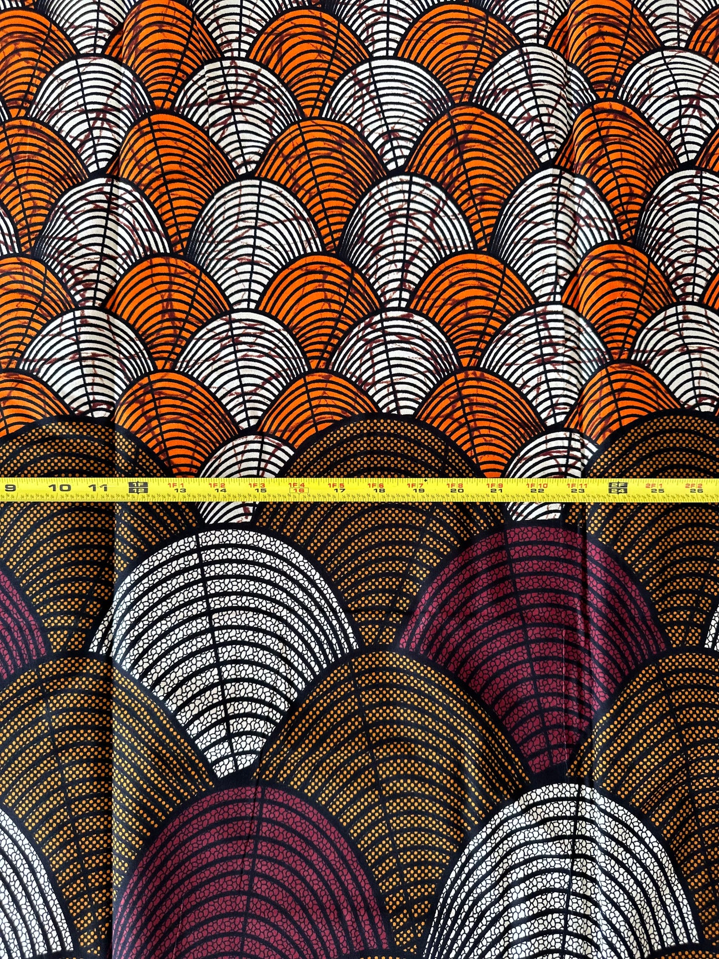 African Print Fabric, Ankara - Orange, Brown, Burgundy Fabric, African Clothing