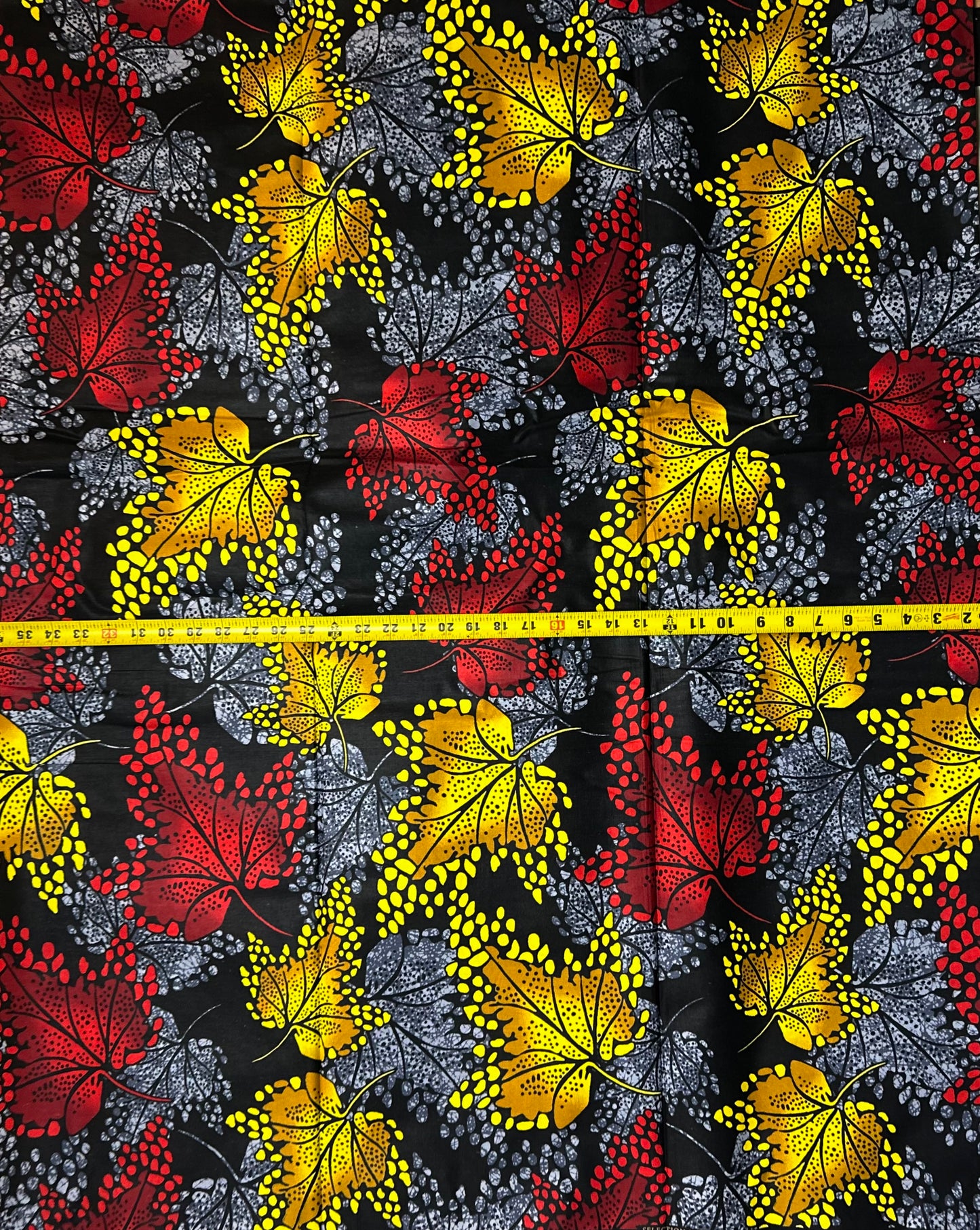 African Print Fabric - Grey, Red, Marigold Ankara Fabric