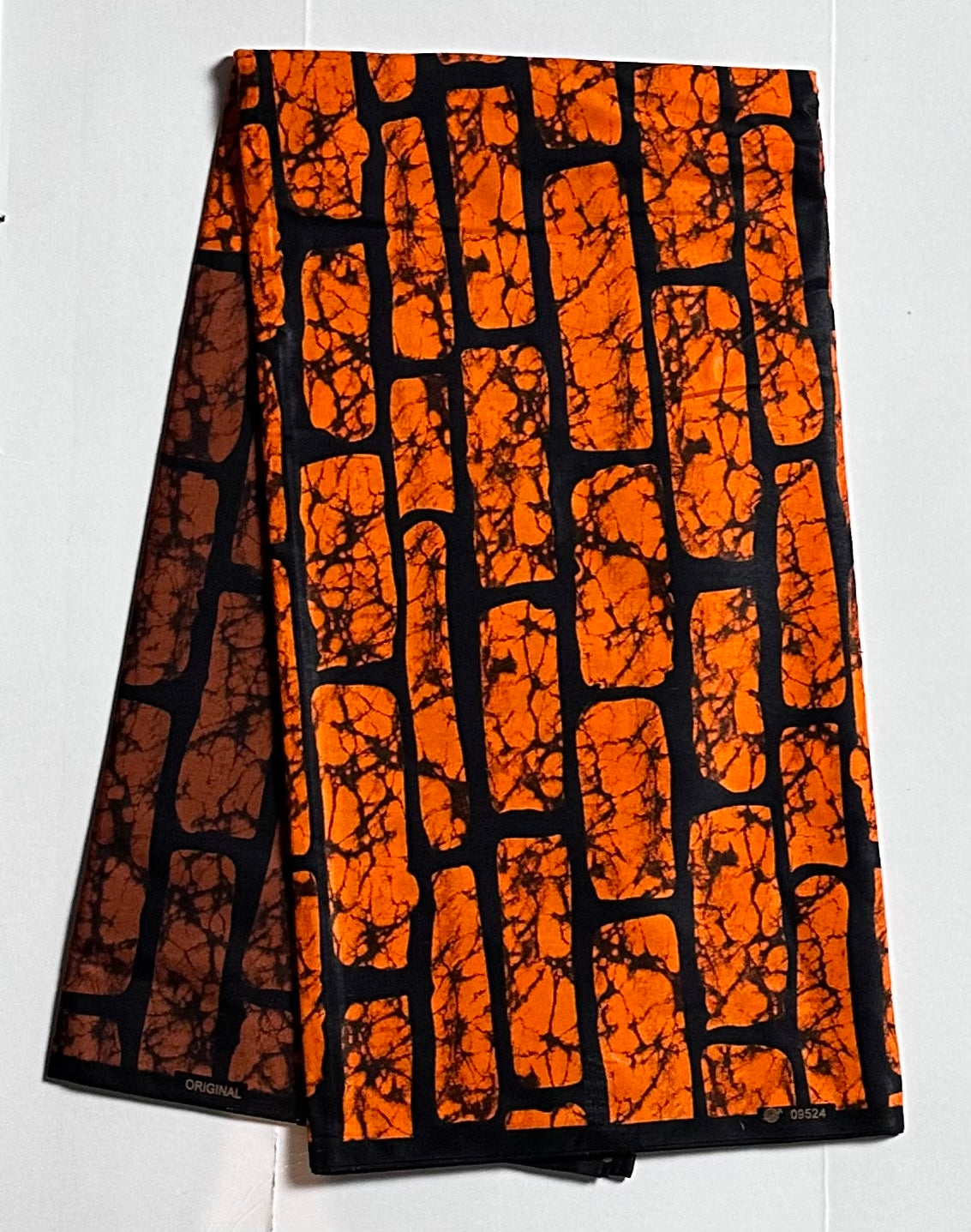 African Print Fabric, Ankara - Orange, Brown Fabric