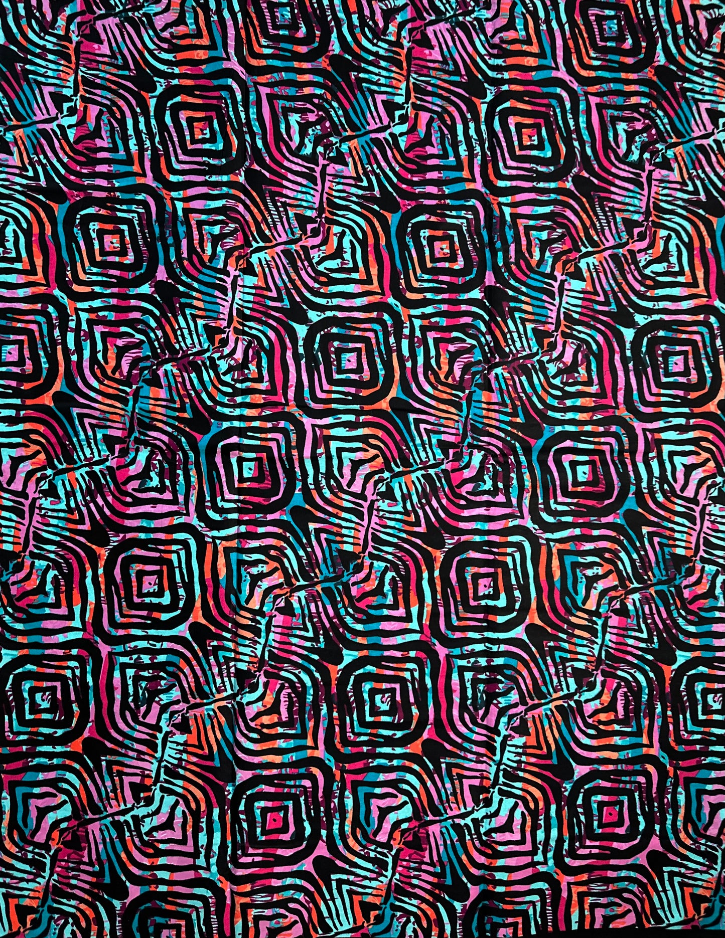 African Print Fabric, Ankara - Green, Purple, White Fabric