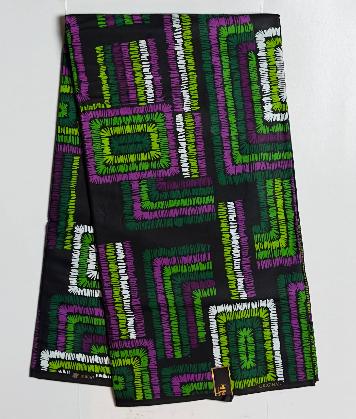 African Print Fabric, Ankara - Green, Purple, White Fabric