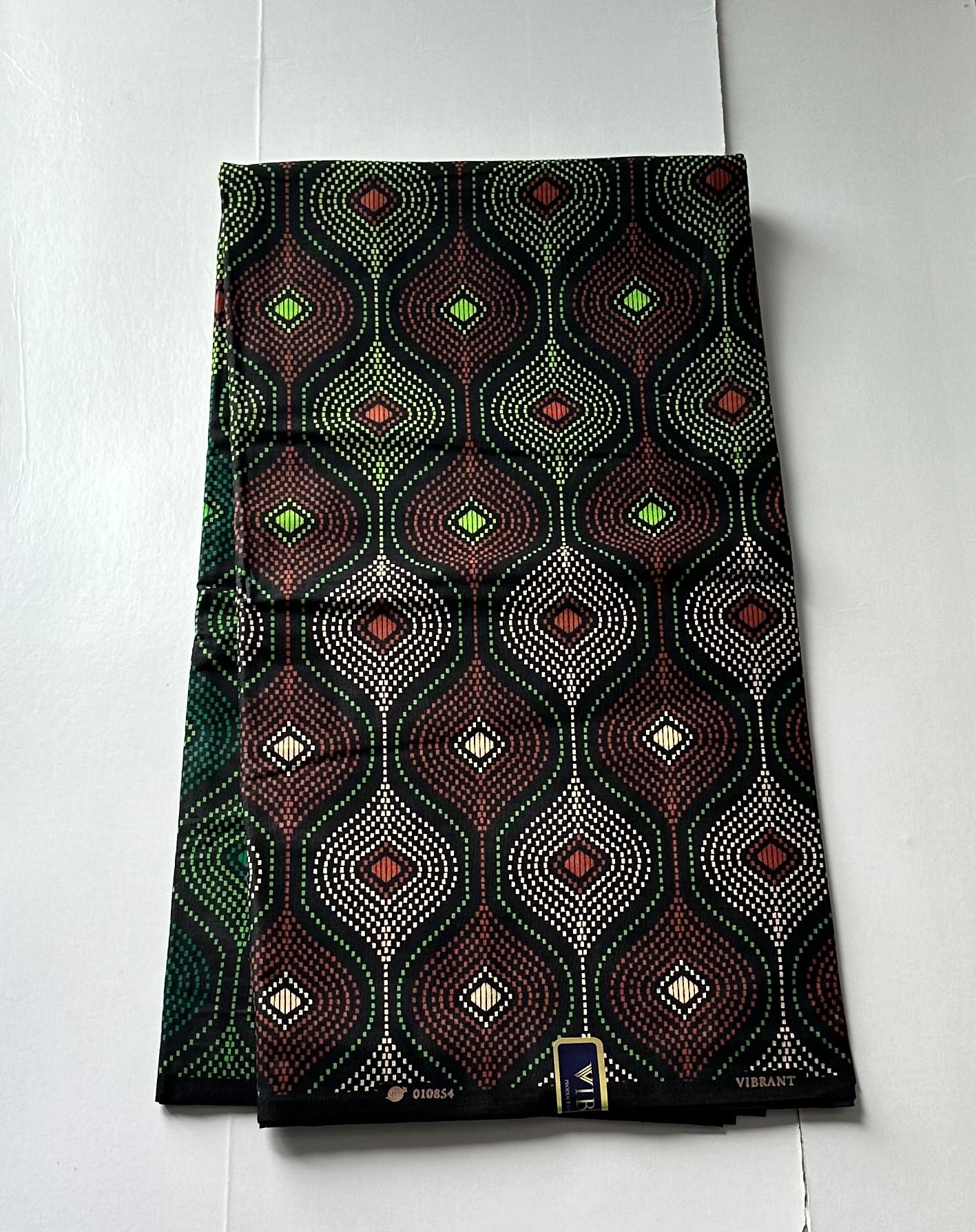 African Print Fabric, Ankara - Green, Brown Fabric