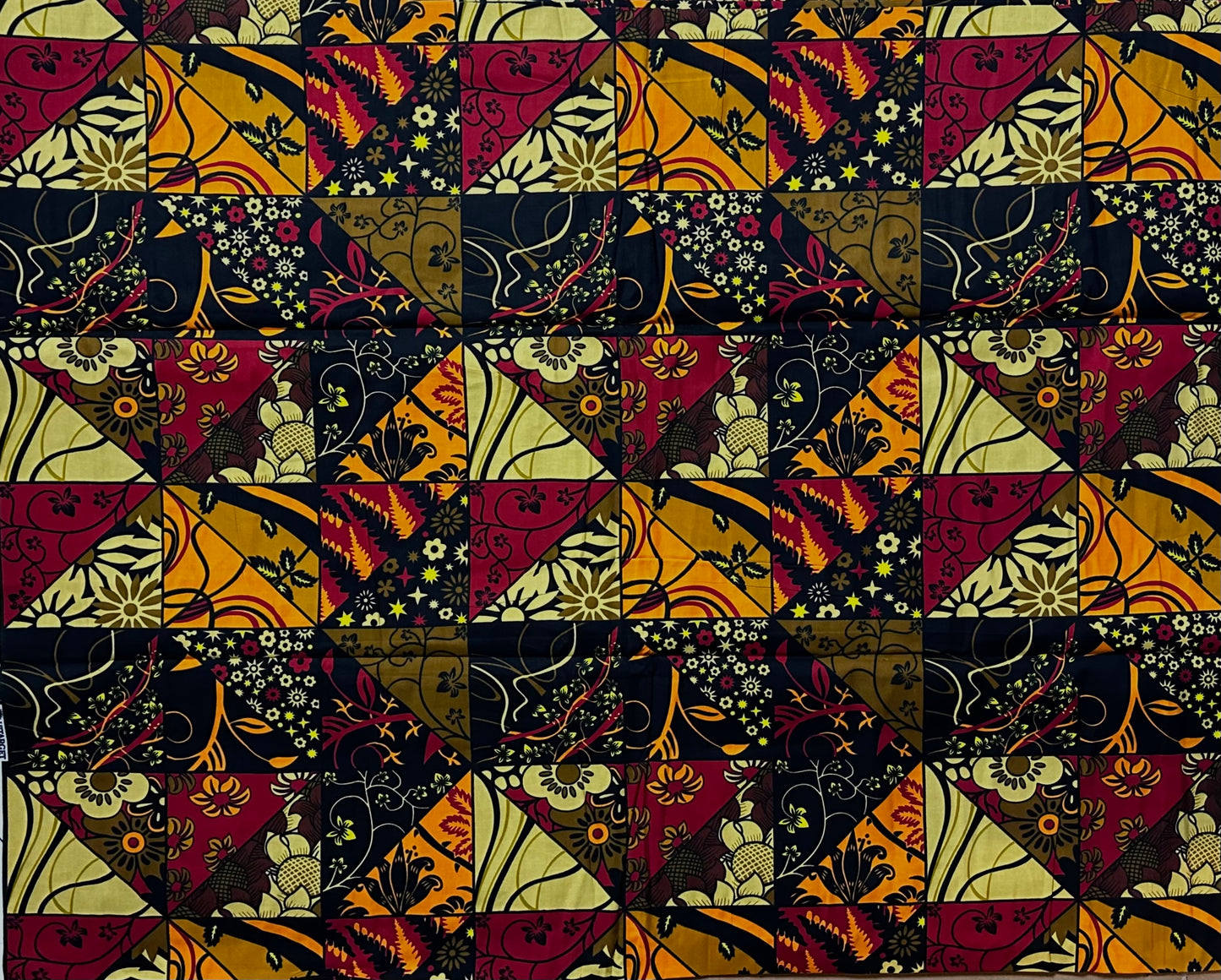 African Print Fabric, Ankara - Maroon, Orange, Brown Fabric