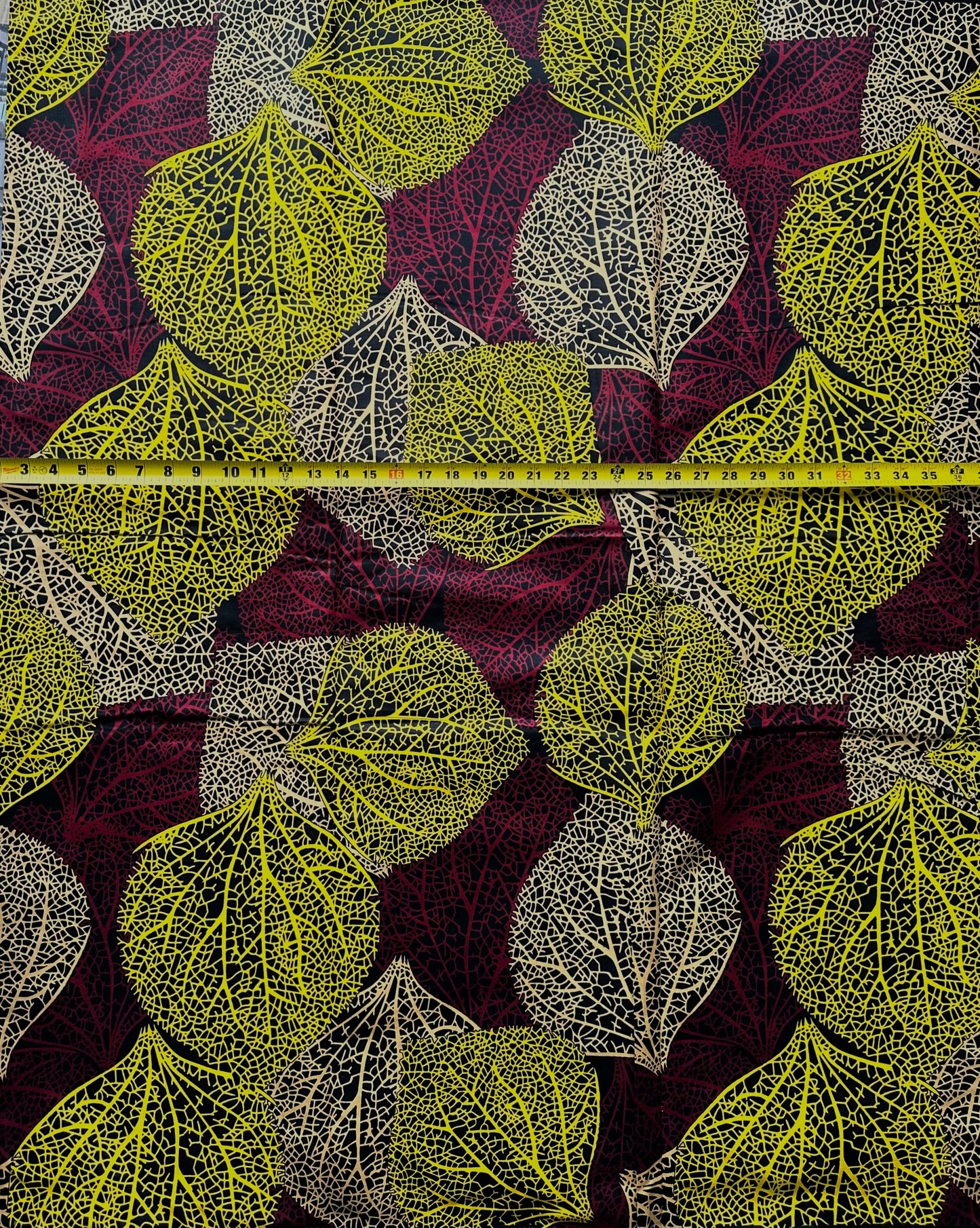 African Print Fabric, Ankara - Yellow, Red Fabric