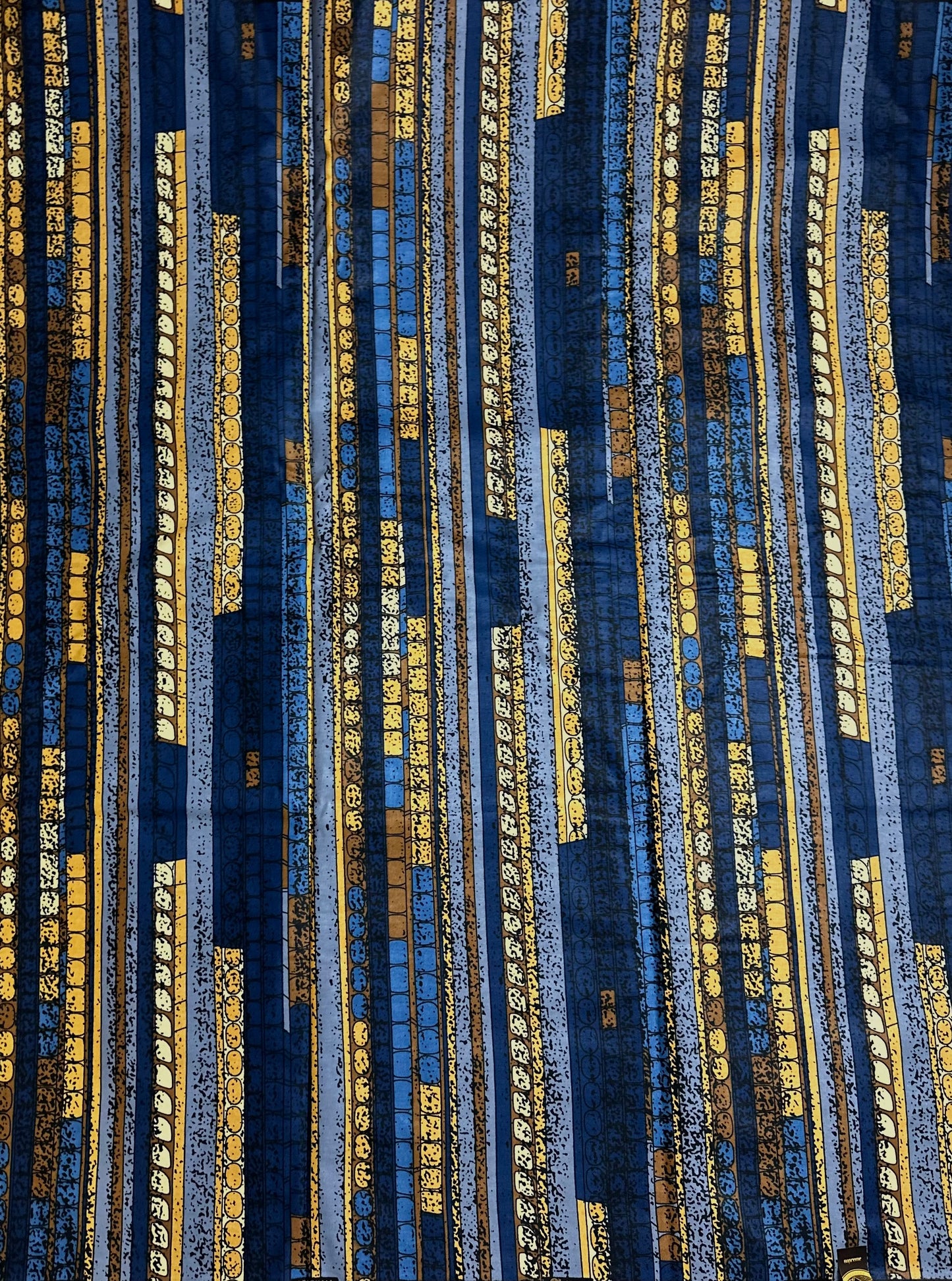 African Print Fabric, Ankara - Blue, Grey, Brown Fabric