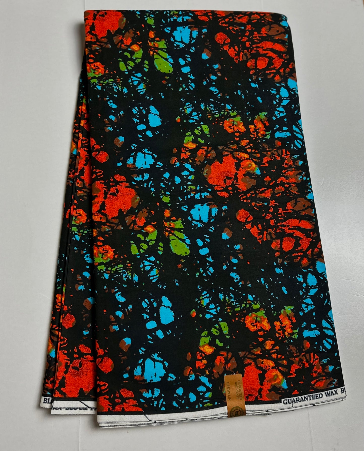 African Print Fabric, Ankara - Blue, Orange Fabric