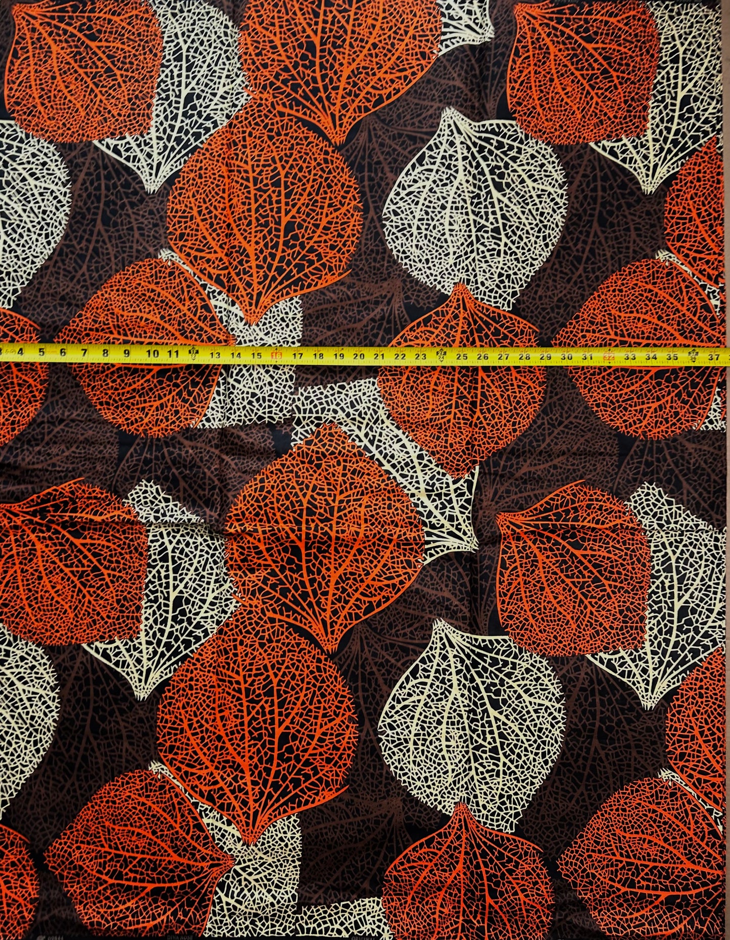 African Print Fabric, Ankara - Orange, Brown, Tan Fabric