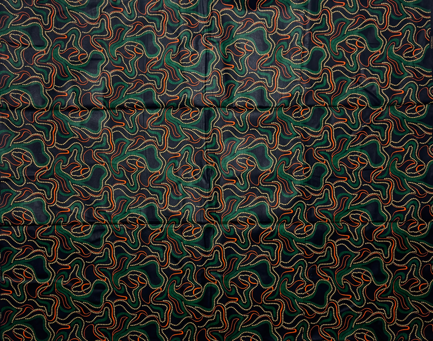 African Print Fabric - Green, Orange, Beige Ankara Fabric