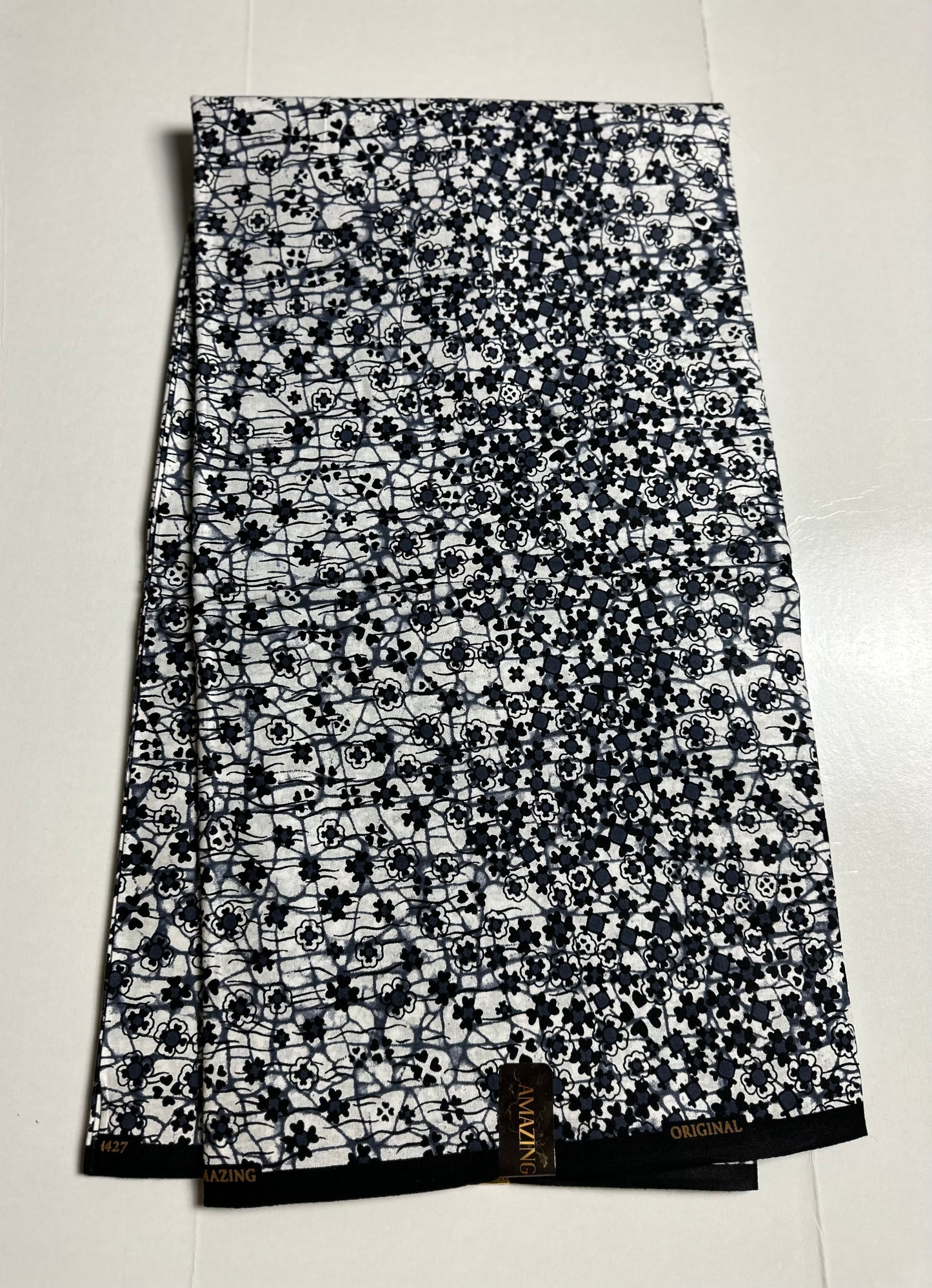 African Print Fabric, Ankara - White, Black Fabric