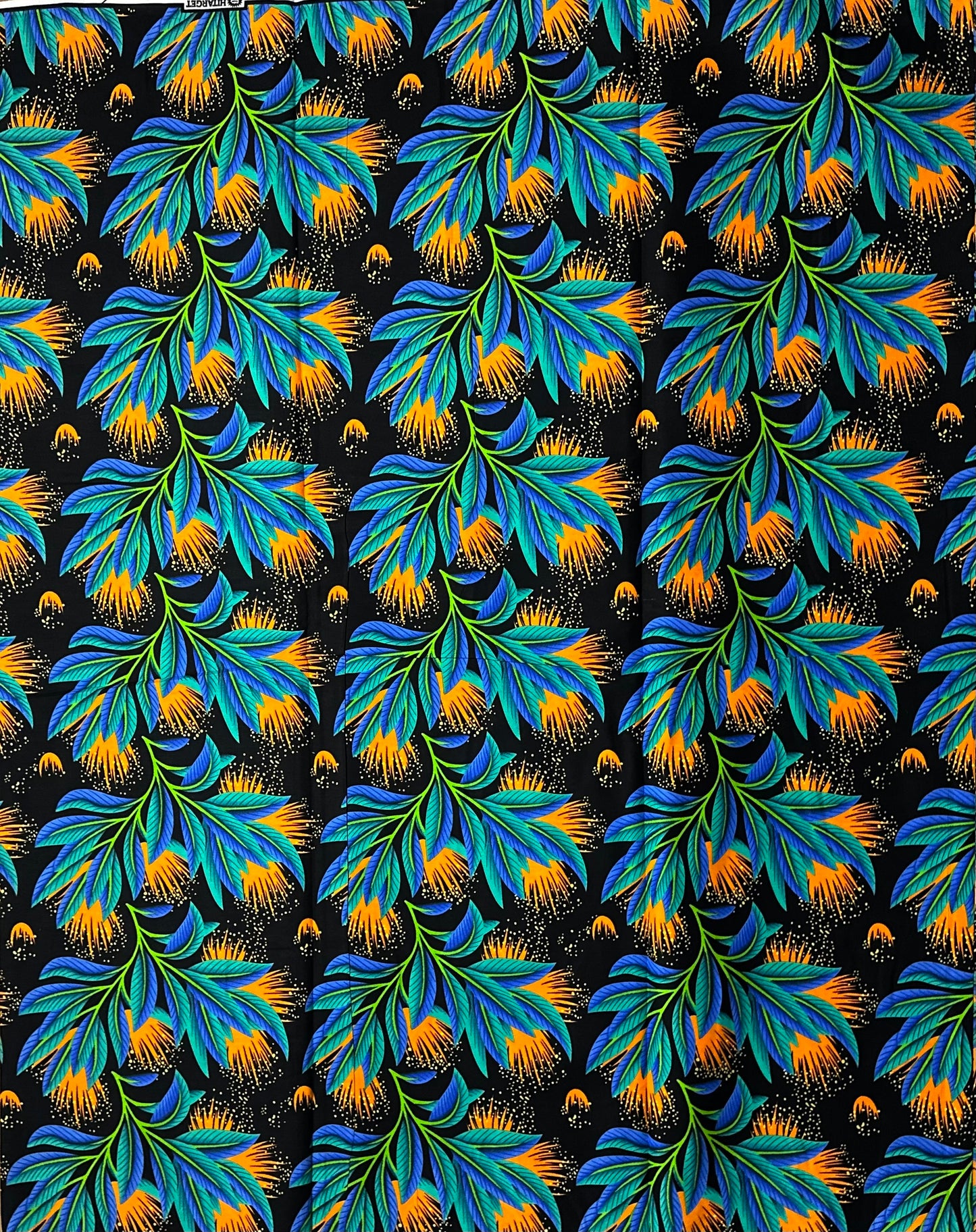 African Print Fabric, Ankara - Blue, Yellow Fabric