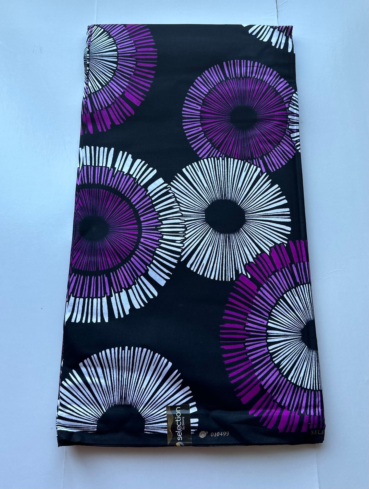 African Print Fabric, Ankara - Purple, White Fabric