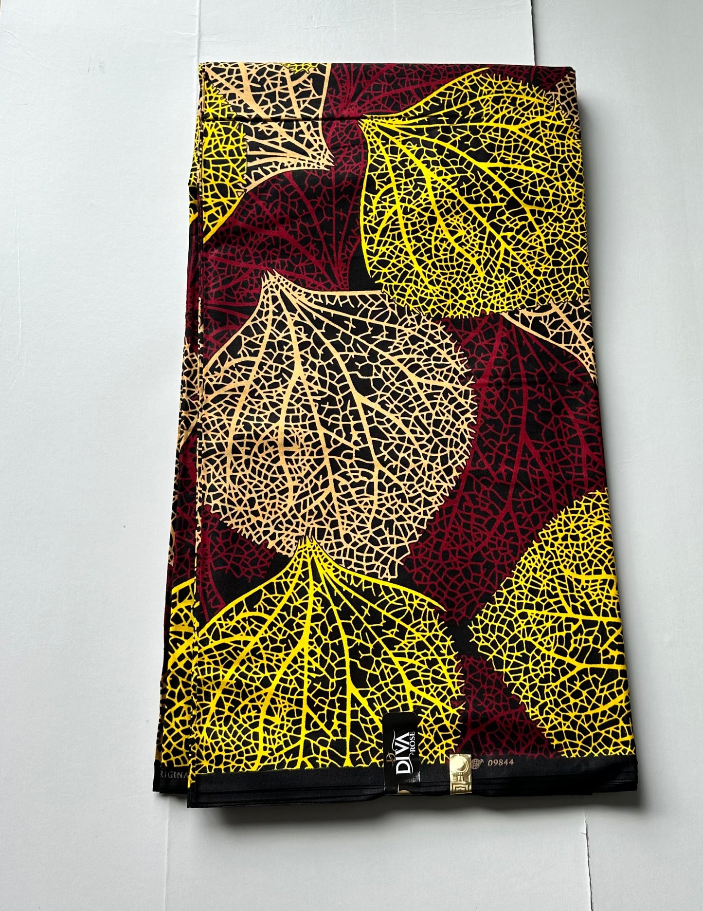 African Print Fabric, Ankara - Yellow, Red Fabric