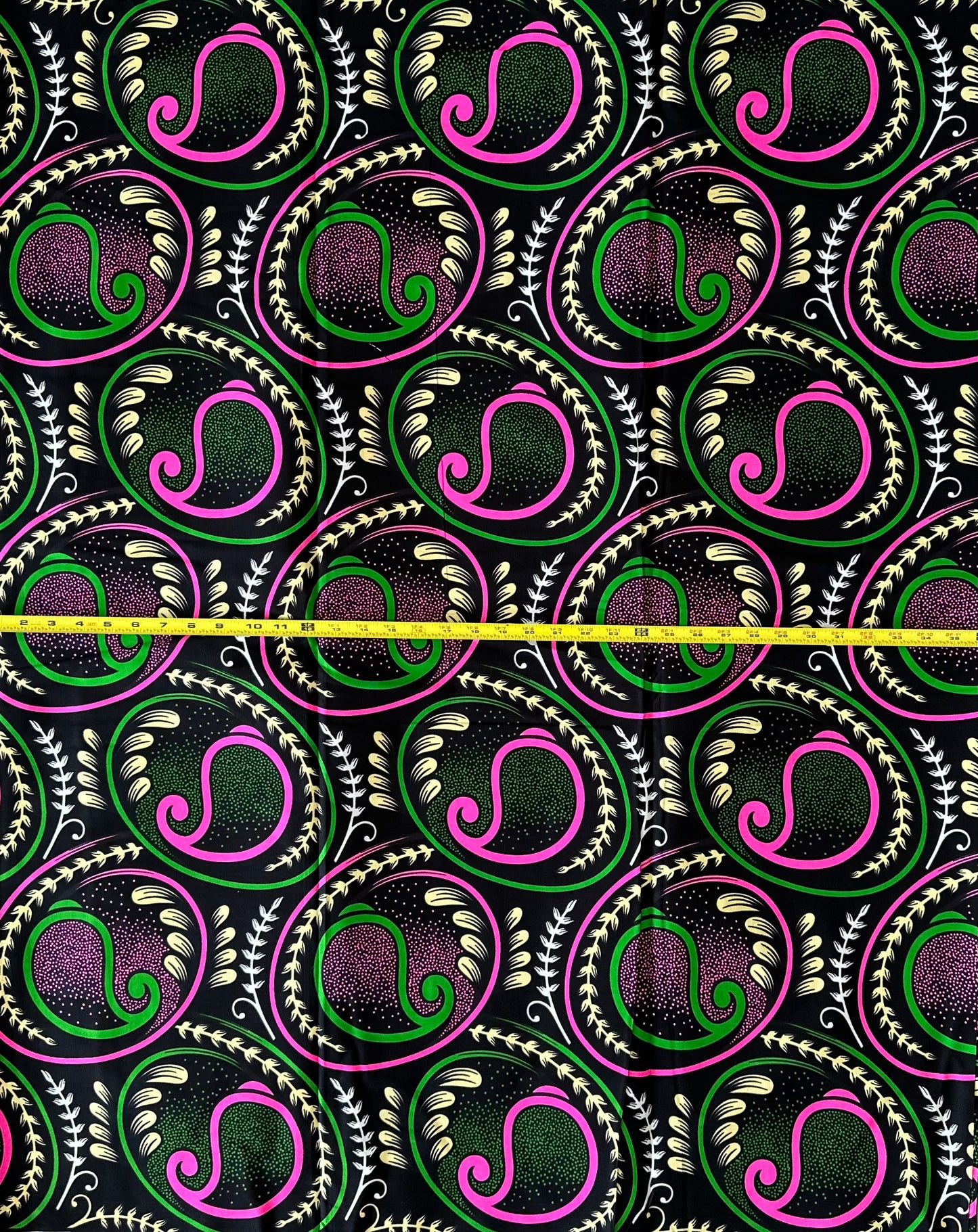 African Print Fabric, Ankara - Green, Pink Fabric