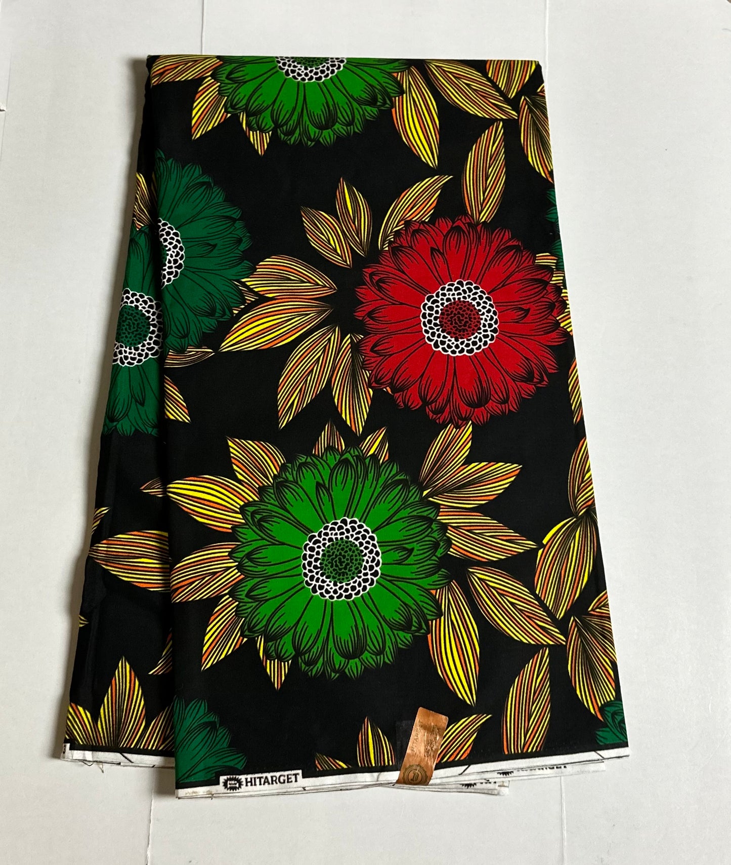 African Print Fabric, Ankara Fabric - Green, Red, Fabric