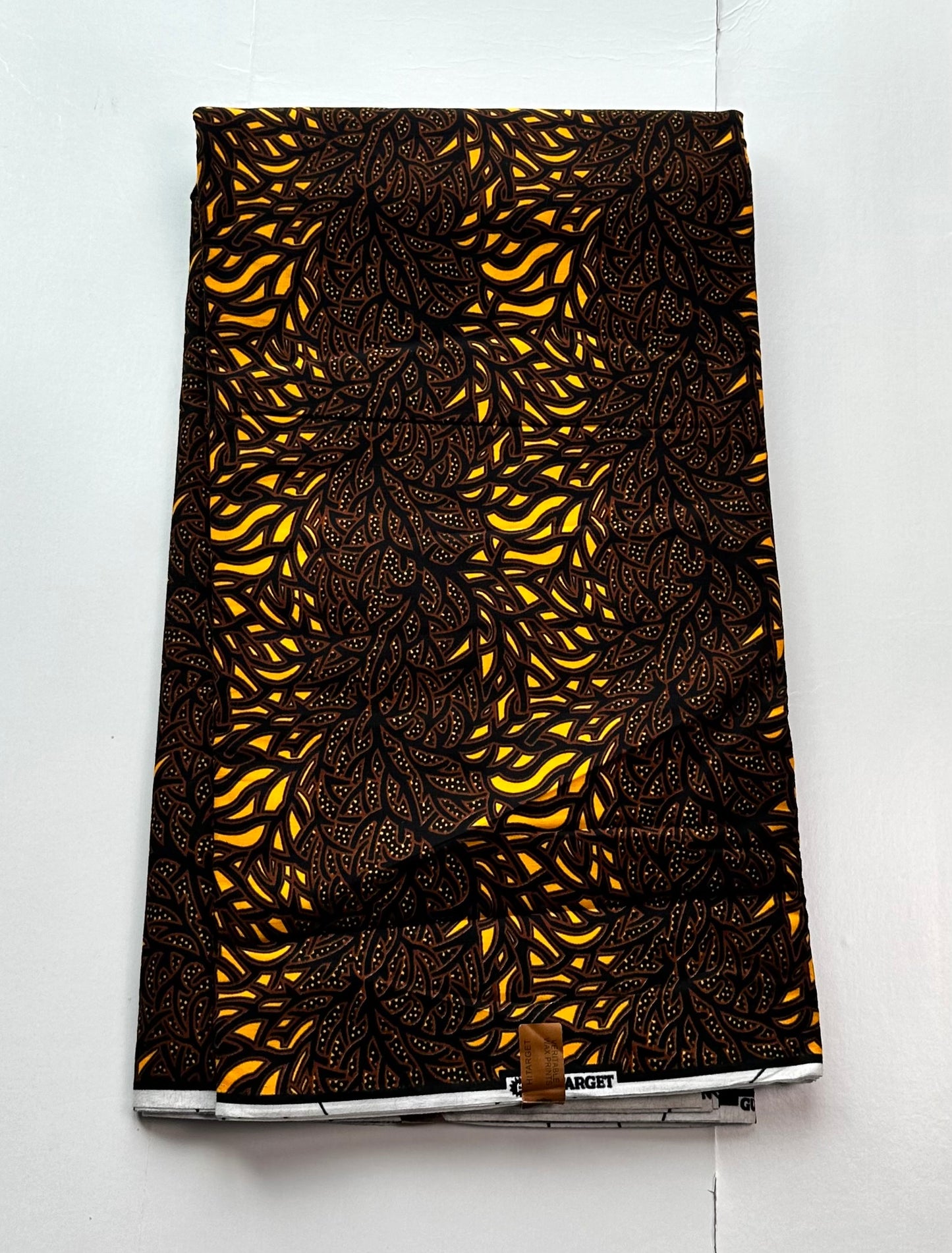 African Print Fabric, Ankara - Brown, Yellow Fabric