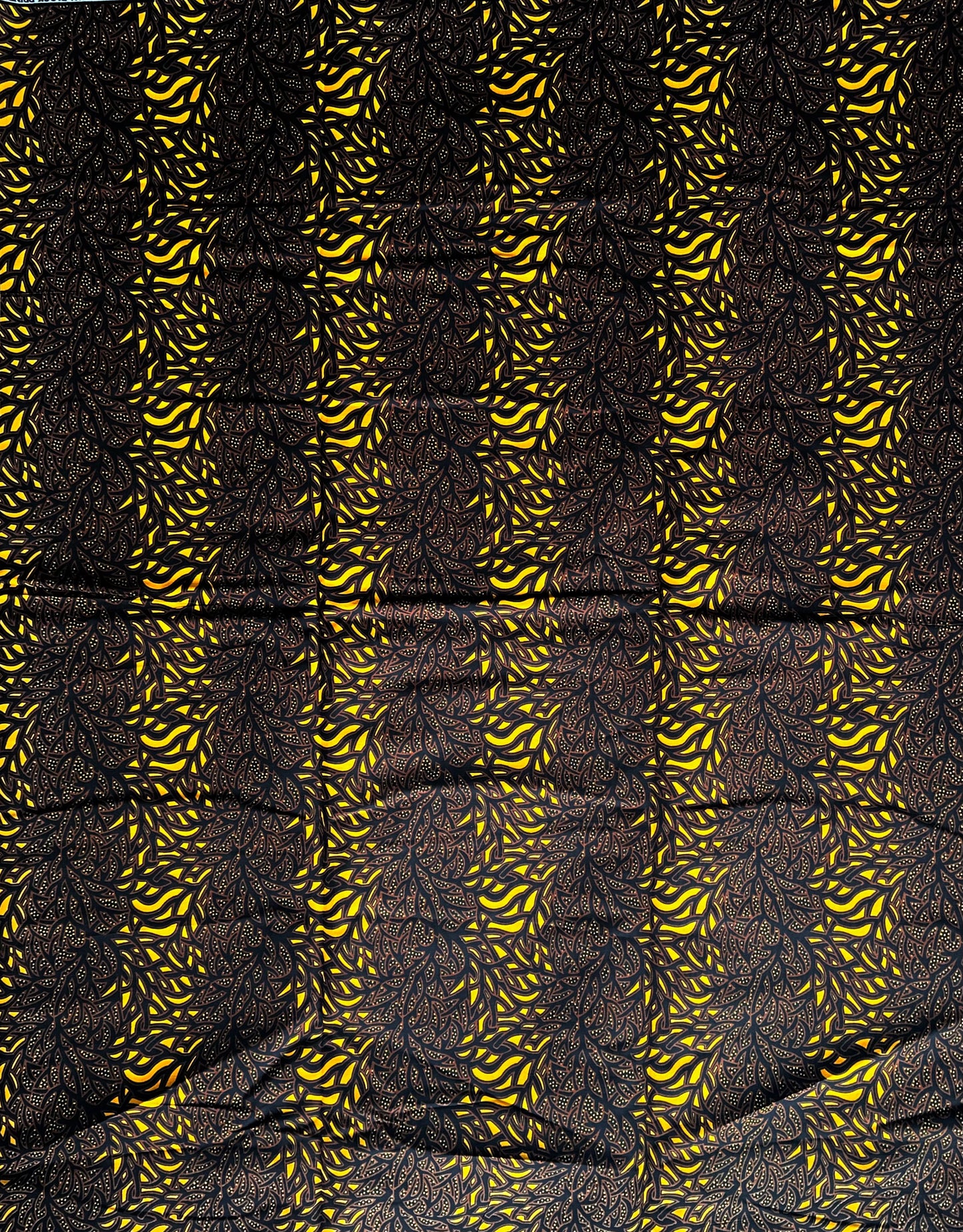 African Print Fabric, Ankara - Brown, Yellow Fabric