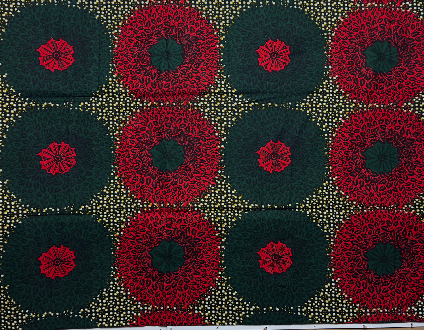 African Print Fabric, Ankara -Red, Green Fabric