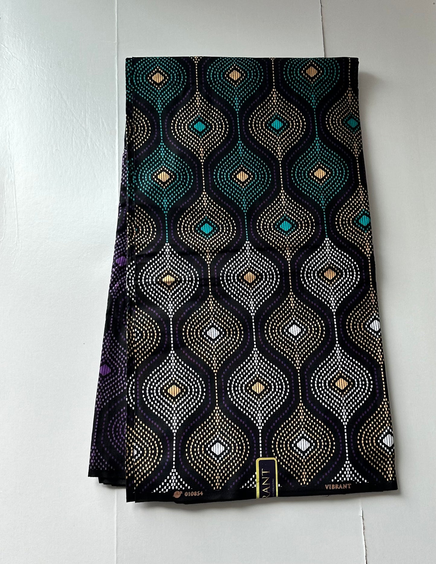 African Print Fabric, Ankara - Purple, Brown Fabric