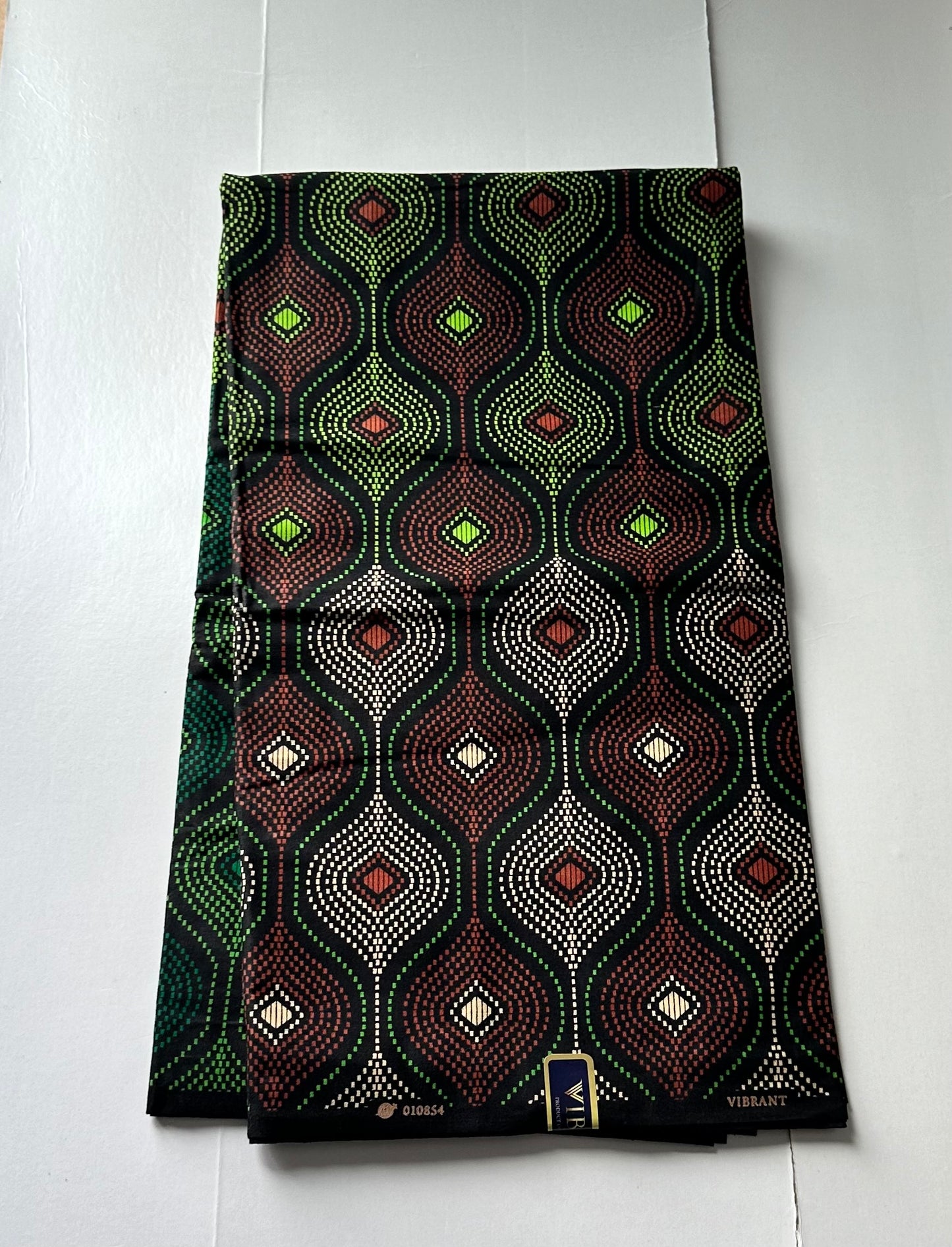 African Print Fabric, Ankara - Green, Brown Fabric