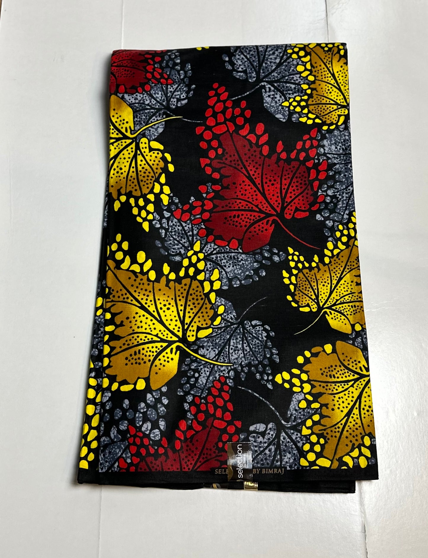 African Print Fabric - Grey, Red, Marigold Ankara Fabric