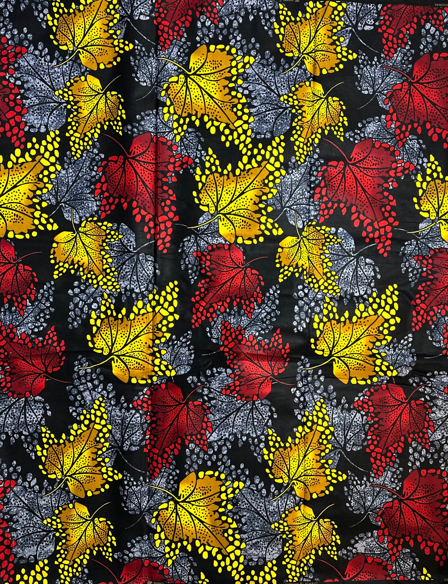 African Print Fabric - Grey, Red, Marigold Ankara Fabric