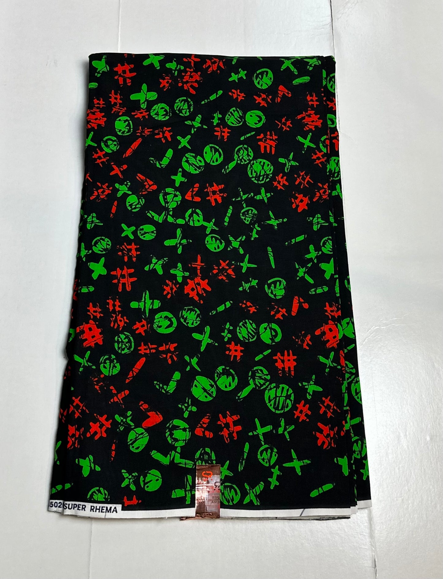 African Print Fabric - Green, Red Ankara Fabric