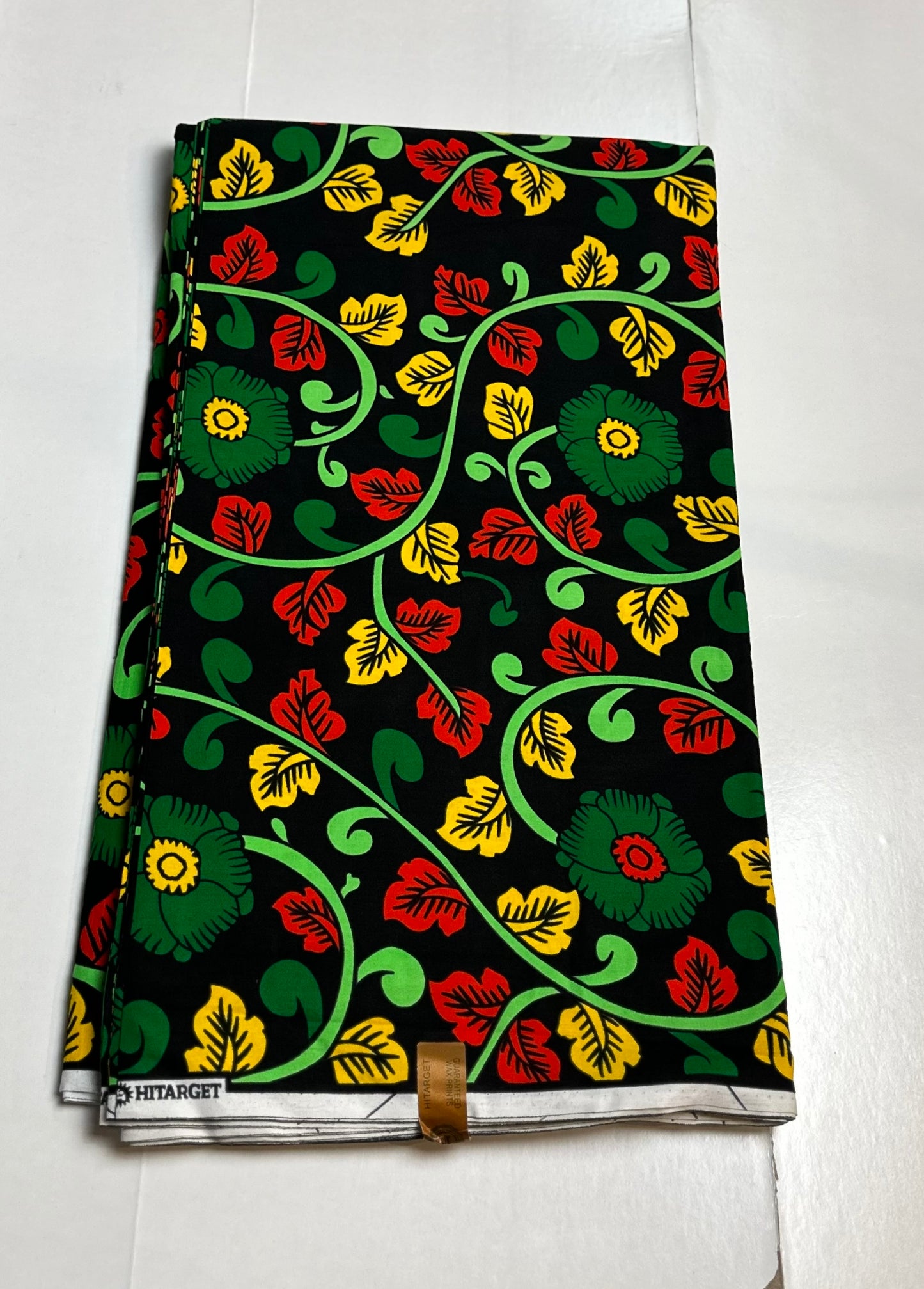 African Print Fabric - Green, Yellow, Red Ankara Fabric