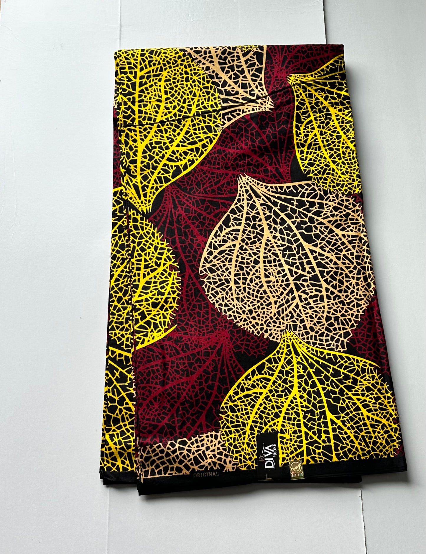 African Print Fabric, Ankara - Yellow, Red Fabric