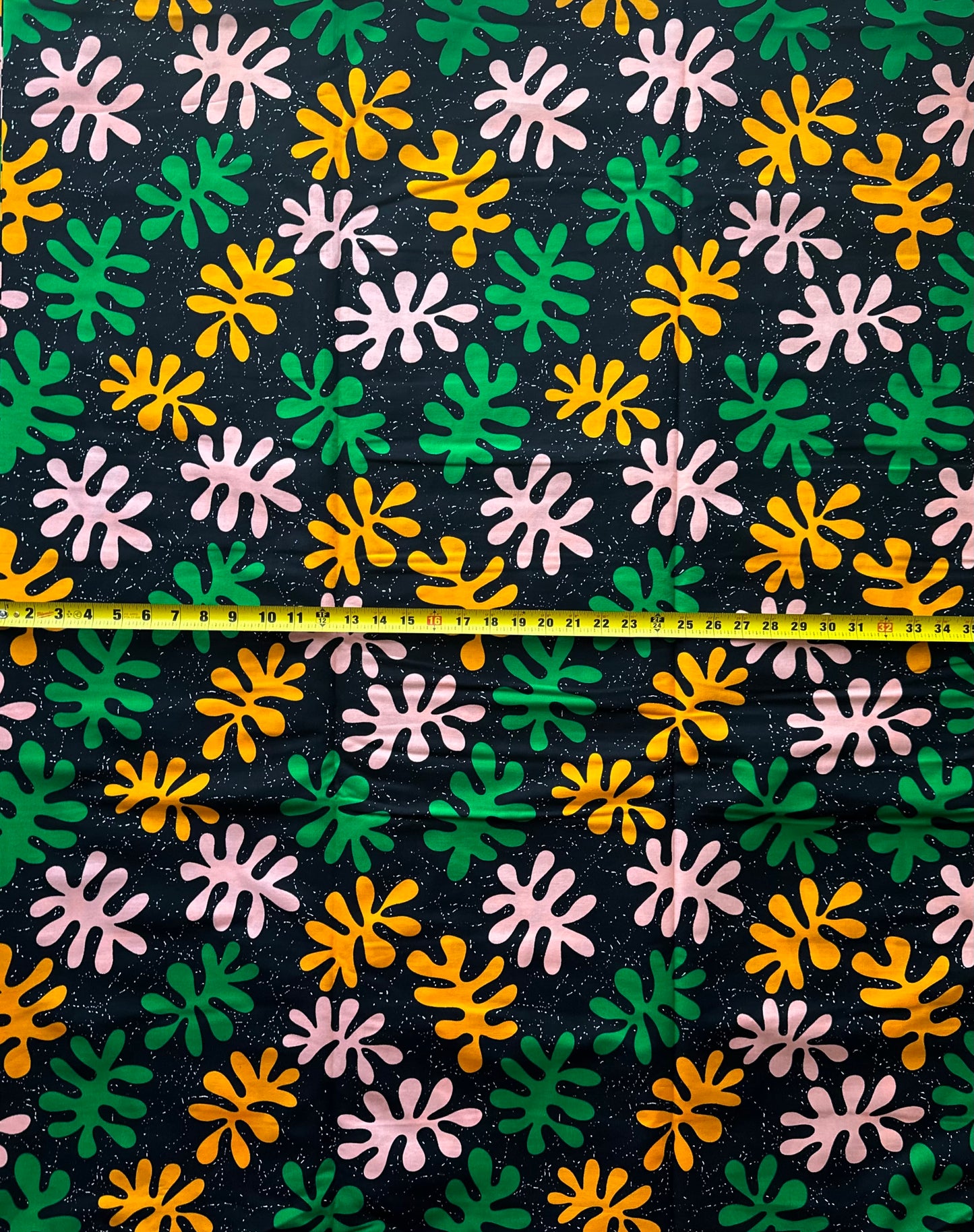 African Print Fabric, Ankara - Green, Yellow, Fabric