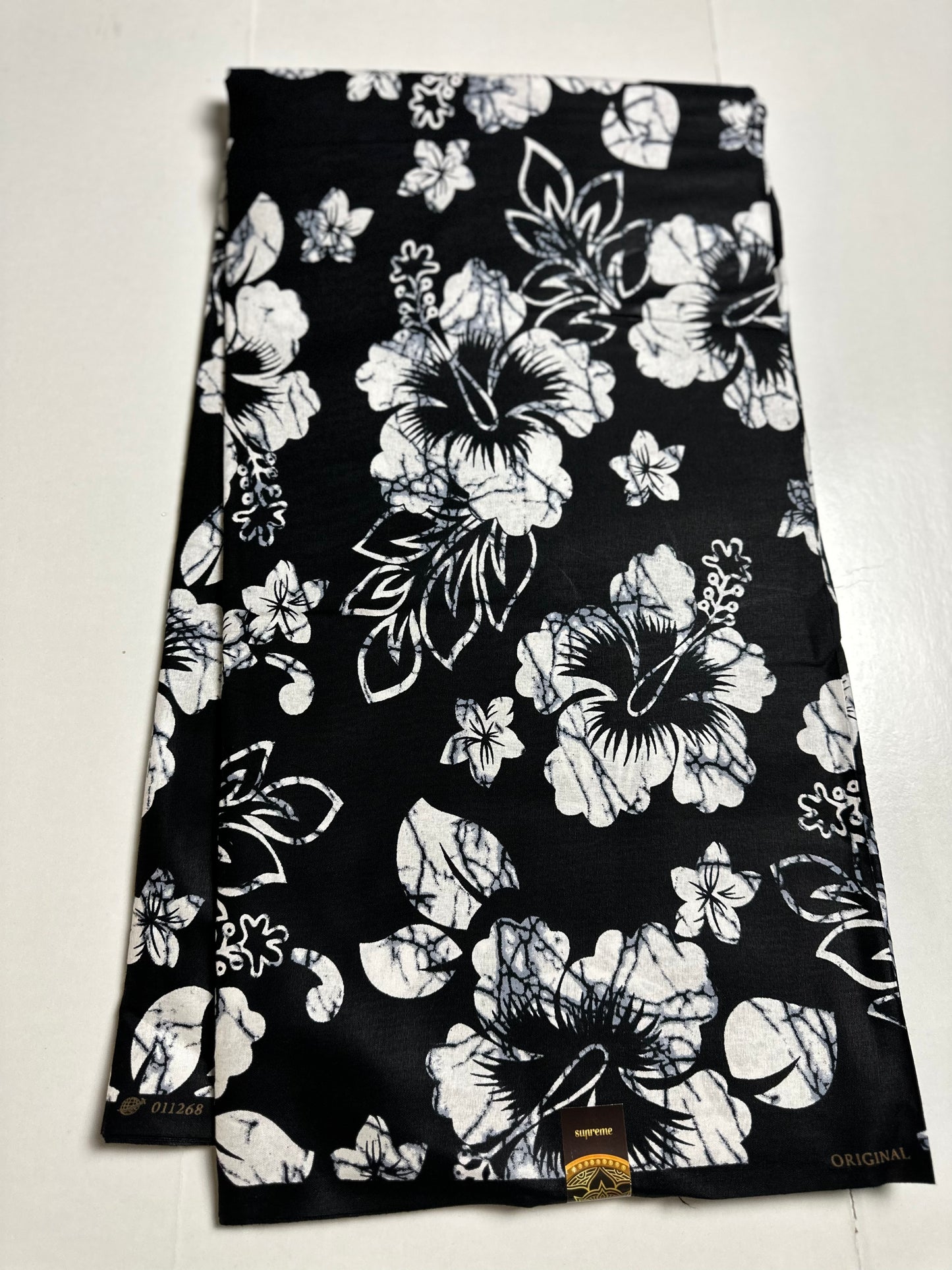African Print Fabric, Ankara - Black, White Fabric