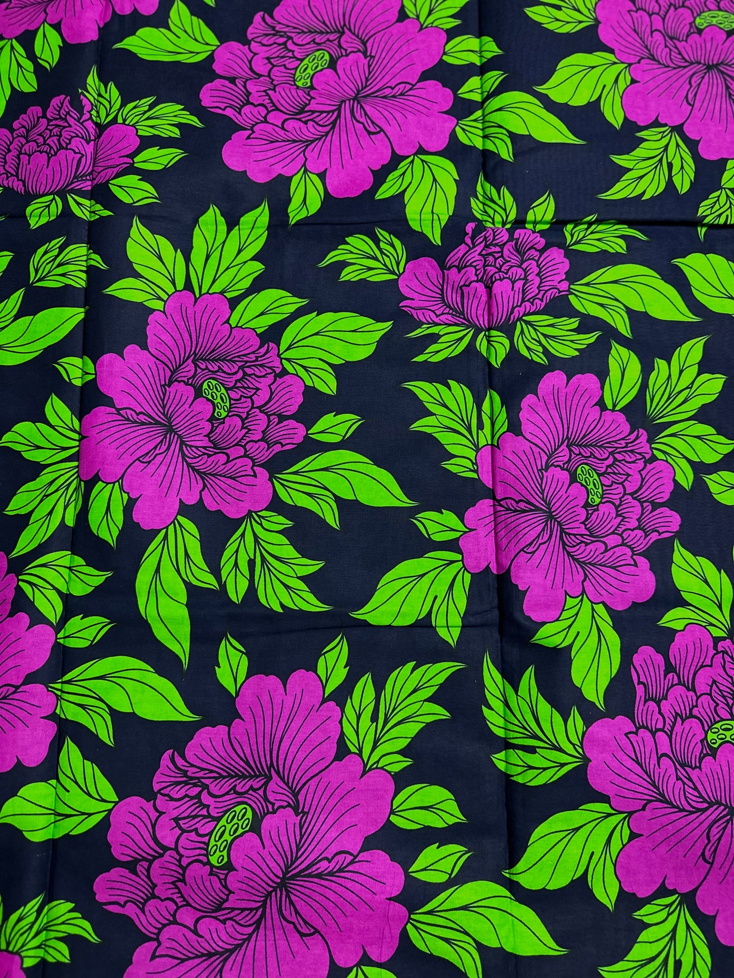 African Print Fabric, Ankara - Purple, Green Fabric