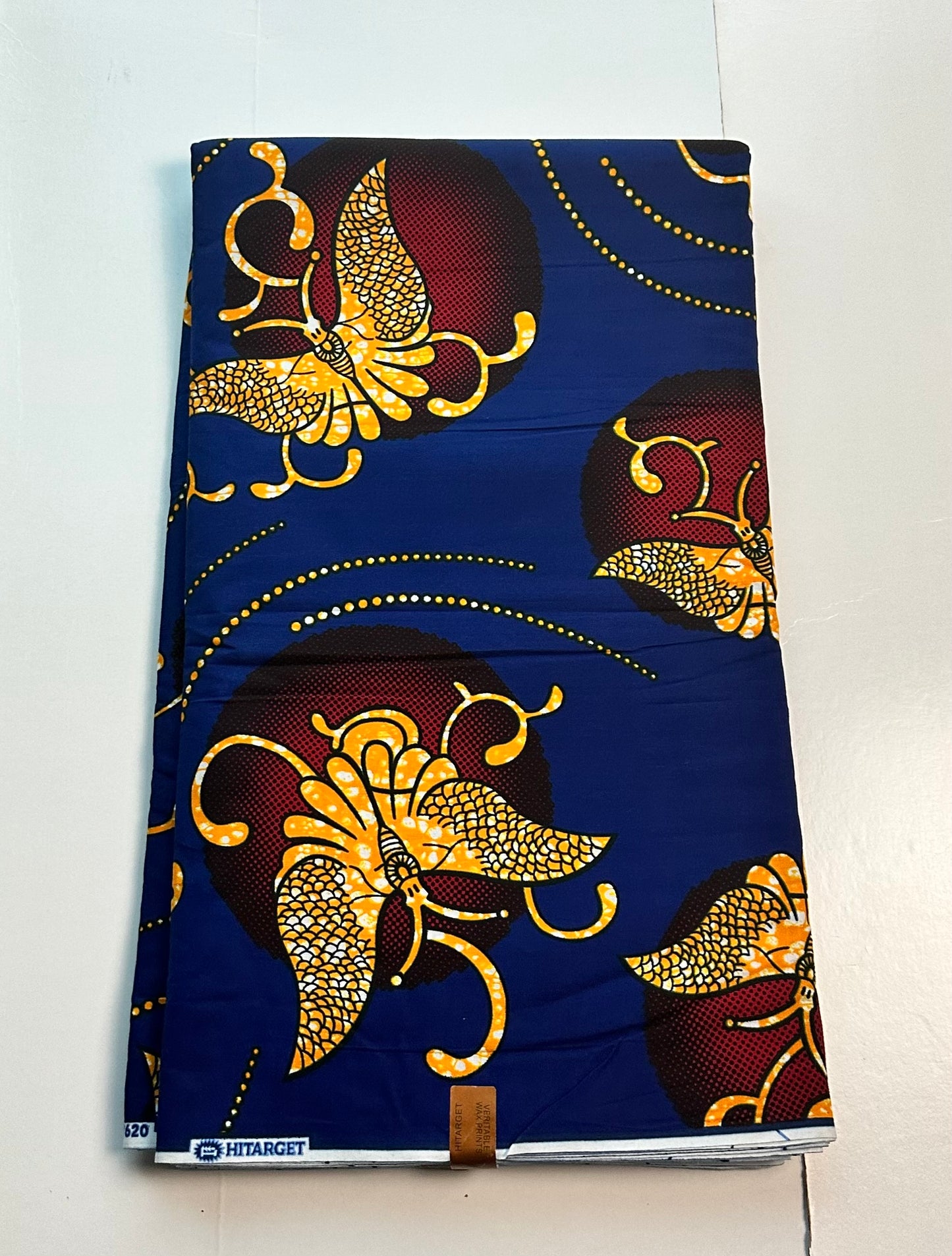 African Print Fabric, Ankara - Blue, Orange Fabric