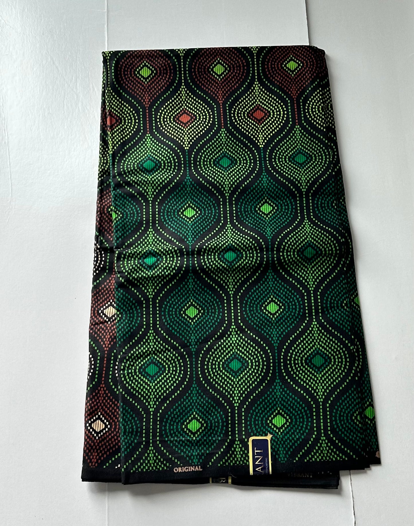African Print Fabric, Ankara - Green, Brown Fabric