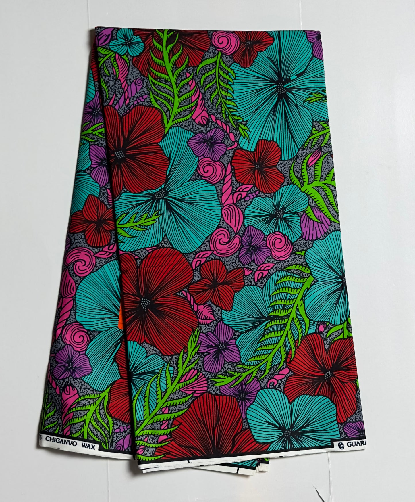 African Print Fabric, Ankara - Red, Green, Pink Fabric