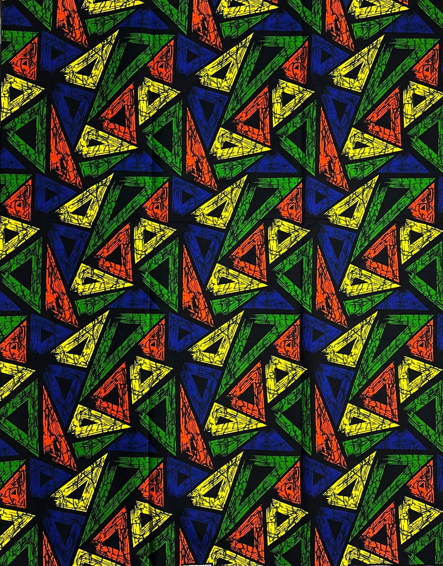 African Print Fabric, Ankara - Orange, Green, Blue Fabric