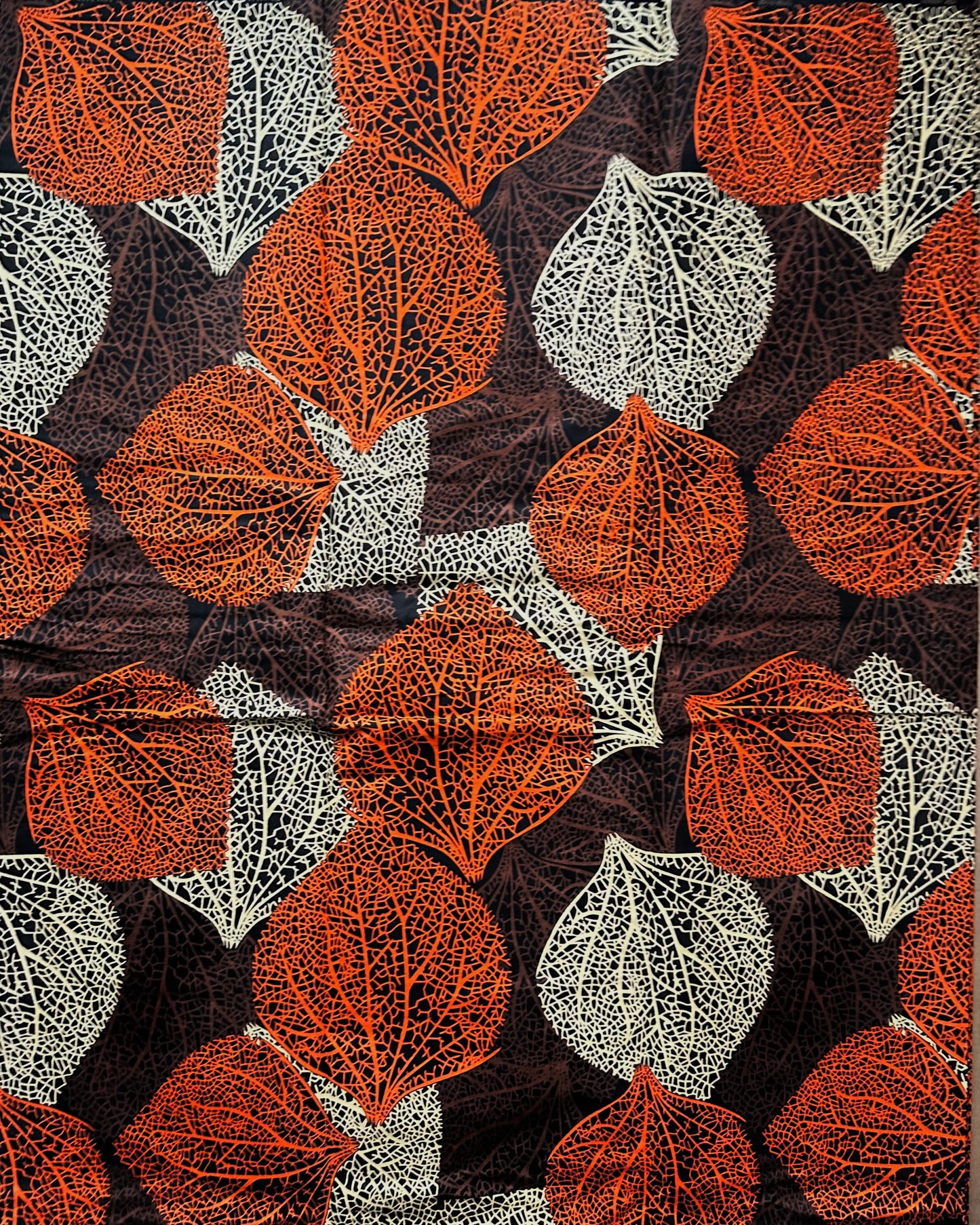 African Print Fabric, Ankara - Orange, Brown, Tan Fabric