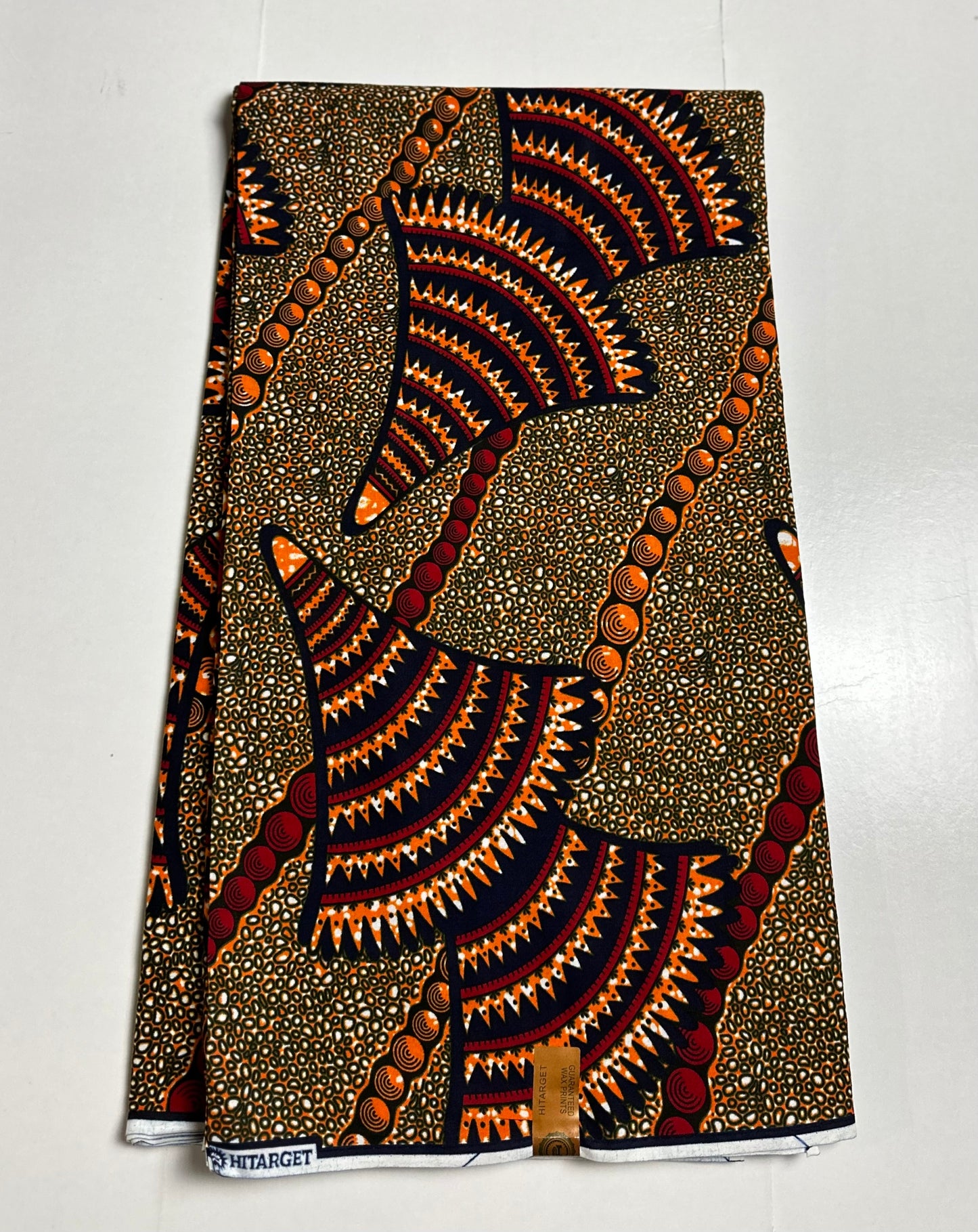 African Print Fabric, Ankara - Brown, Blue, Red, Orange Fabric