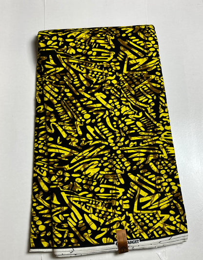 African Print Fabric, Ankara - Yellow Fabric