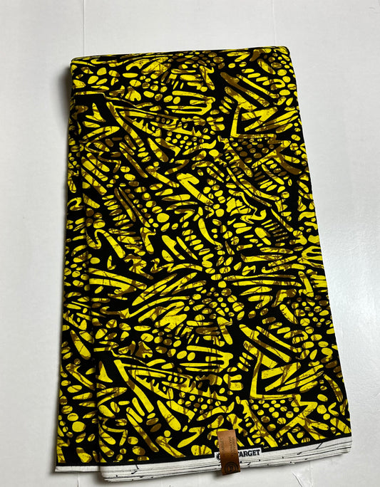 African Print Fabric, Ankara - Yellow Fabric