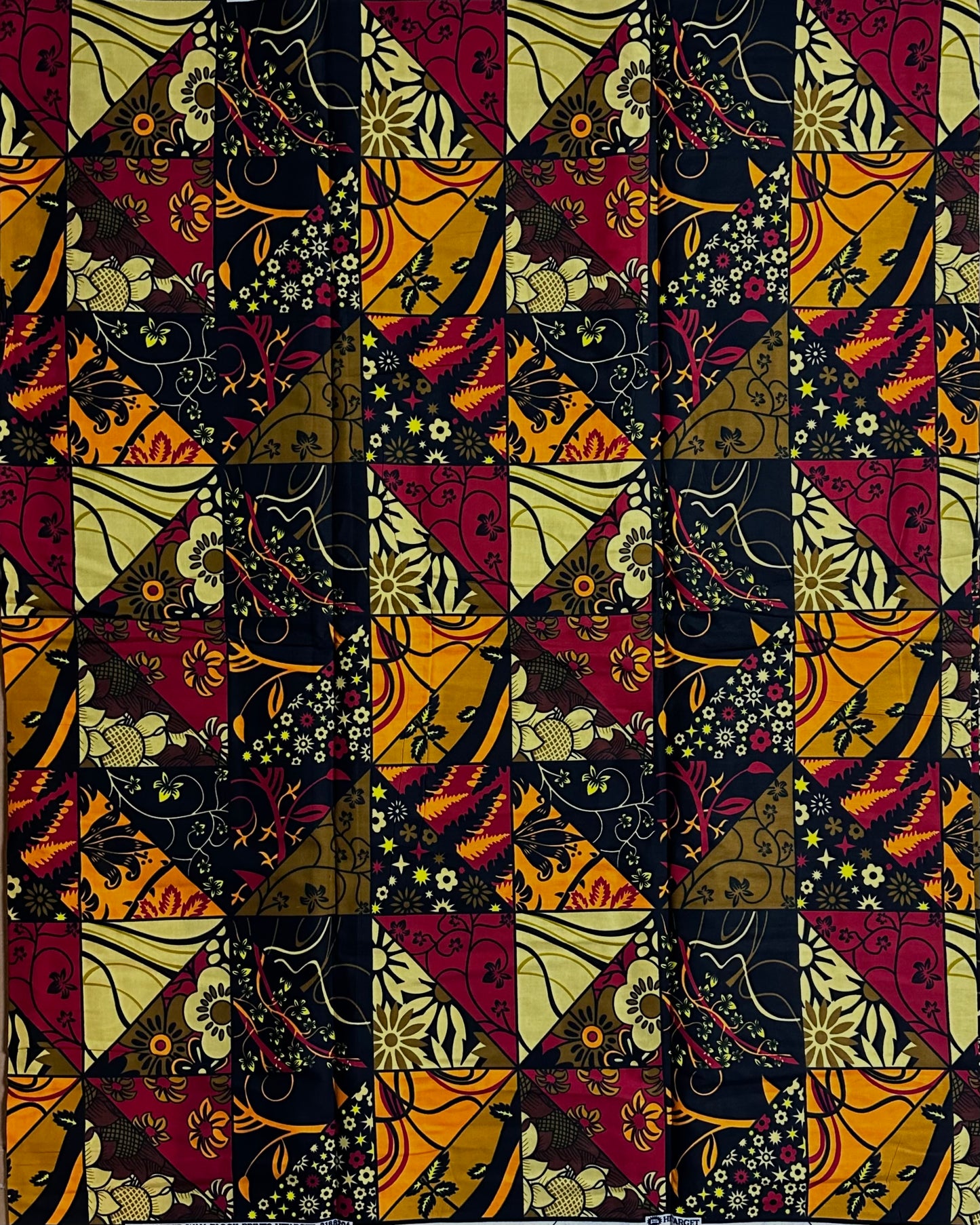 African Print Fabric, Ankara - Maroon, Orange, Brown Fabric
